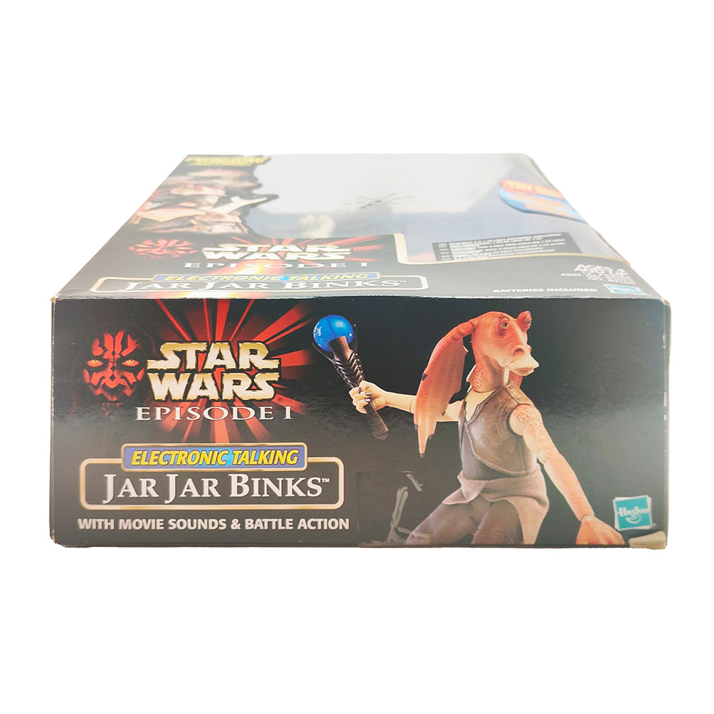 Star Wars Episode 1 Electronic Talking Jar Jar Binks With Movie Sounds and Battle Action 30 cm Action Figure Hasbro 1999 – Star Wars, Hasbro, 30 cm, 1999, pre-owned collector piece, Uncanny Collectibles Dublin Ireland
