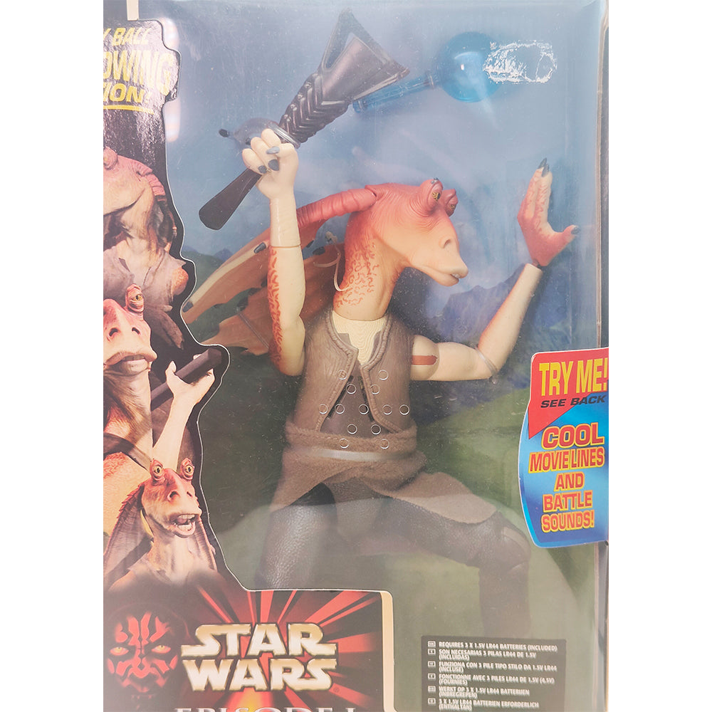 Star Wars Episode 1 Electronic Talking Jar Jar Binks With Movie Sounds and Battle Action 30 cm Action Figure Hasbro 1999 – Star Wars, Hasbro, 30 cm, 1999, pre-owned collector piece, Uncanny Collectibles Dublin Ireland