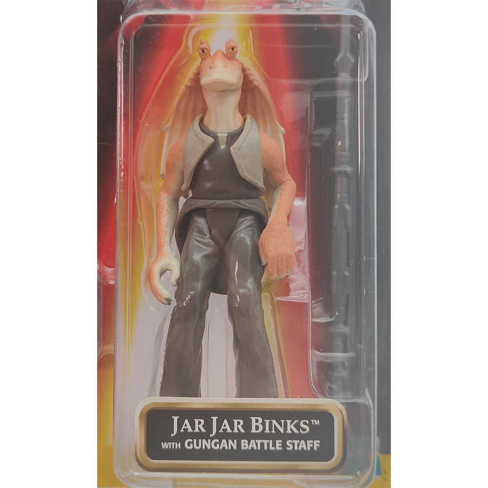 Star Wars Episode 1 Jar Jar Binks With Gungan Battle Staff CommTech Chip 3.75 Inch Action Figure Hasbro 1999 – Star Wars, Hasbro, 9.5 cm, 1999, pre-owned collector piece, Uncanny Collectibles Dublin Ireland