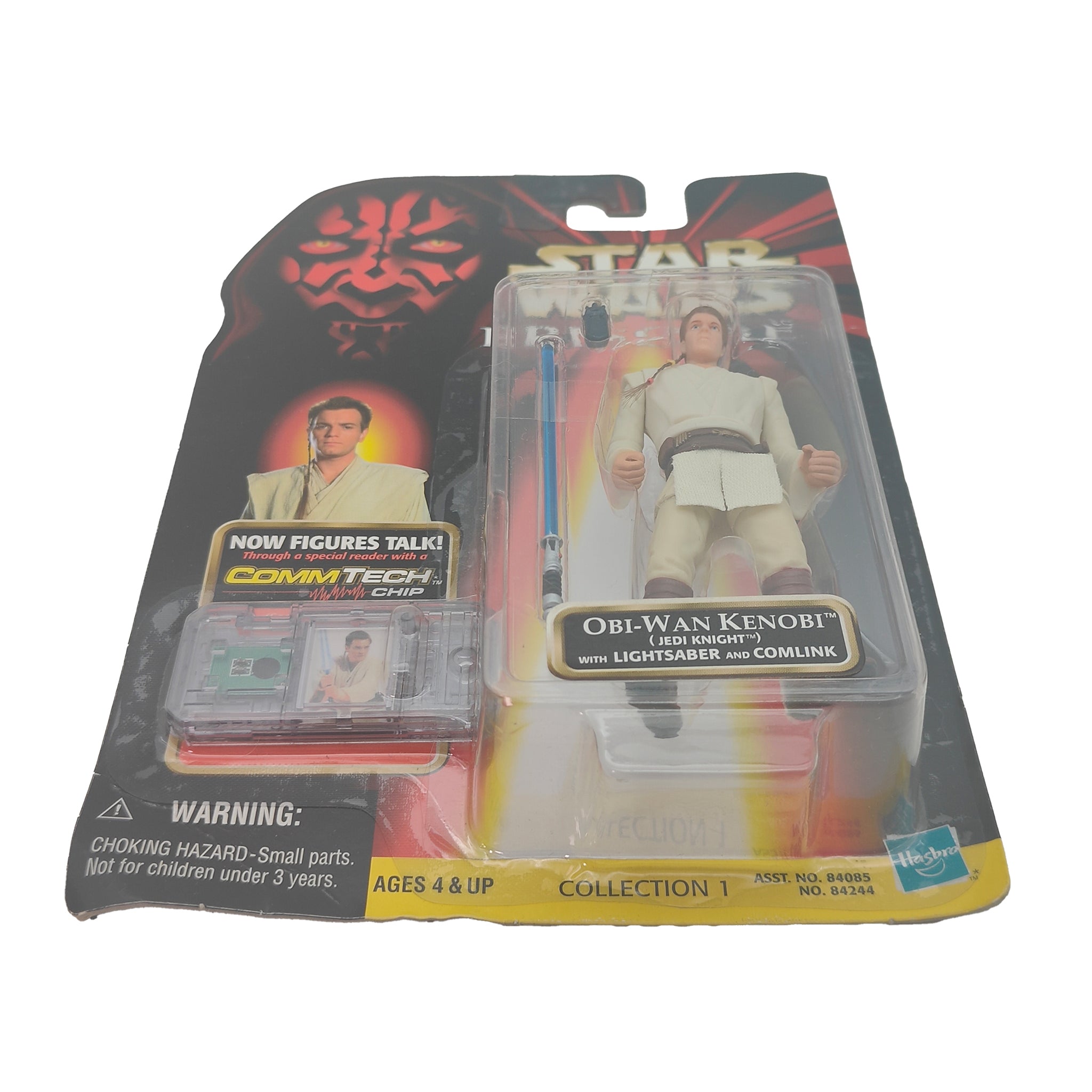 Star Wars Episode 1 Obi Wan Kenobi Jedi Knight CommTech Chip 3.75 Inch Action Figure Hasbro 1999 – Star Wars, Hasbro, 9.5 cm, 1999, pre-owned collector piece, Uncanny Collectibles Dublin Ireland