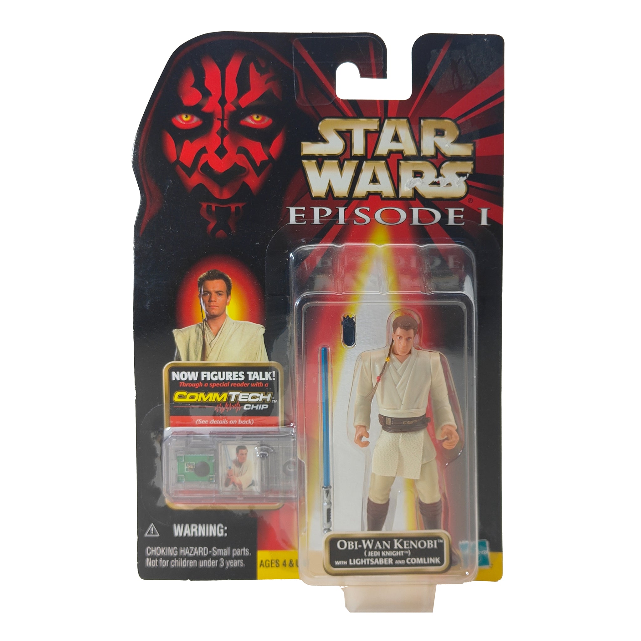 Star Wars Episode 1 Obi Wan Kenobi Jedi Knight CommTech Chip 3.75 Inch Action Figure Hasbro 1999 – Star Wars, Hasbro, 9.5 cm, 1999, pre-owned collector piece, Uncanny Collectibles Dublin Ireland
