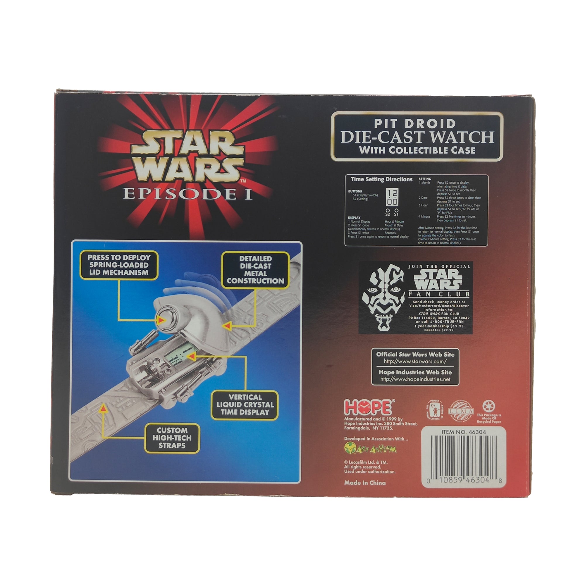 Star Wars Episode 1 Pit Droid Diecast Watch With Collectible Case 1999