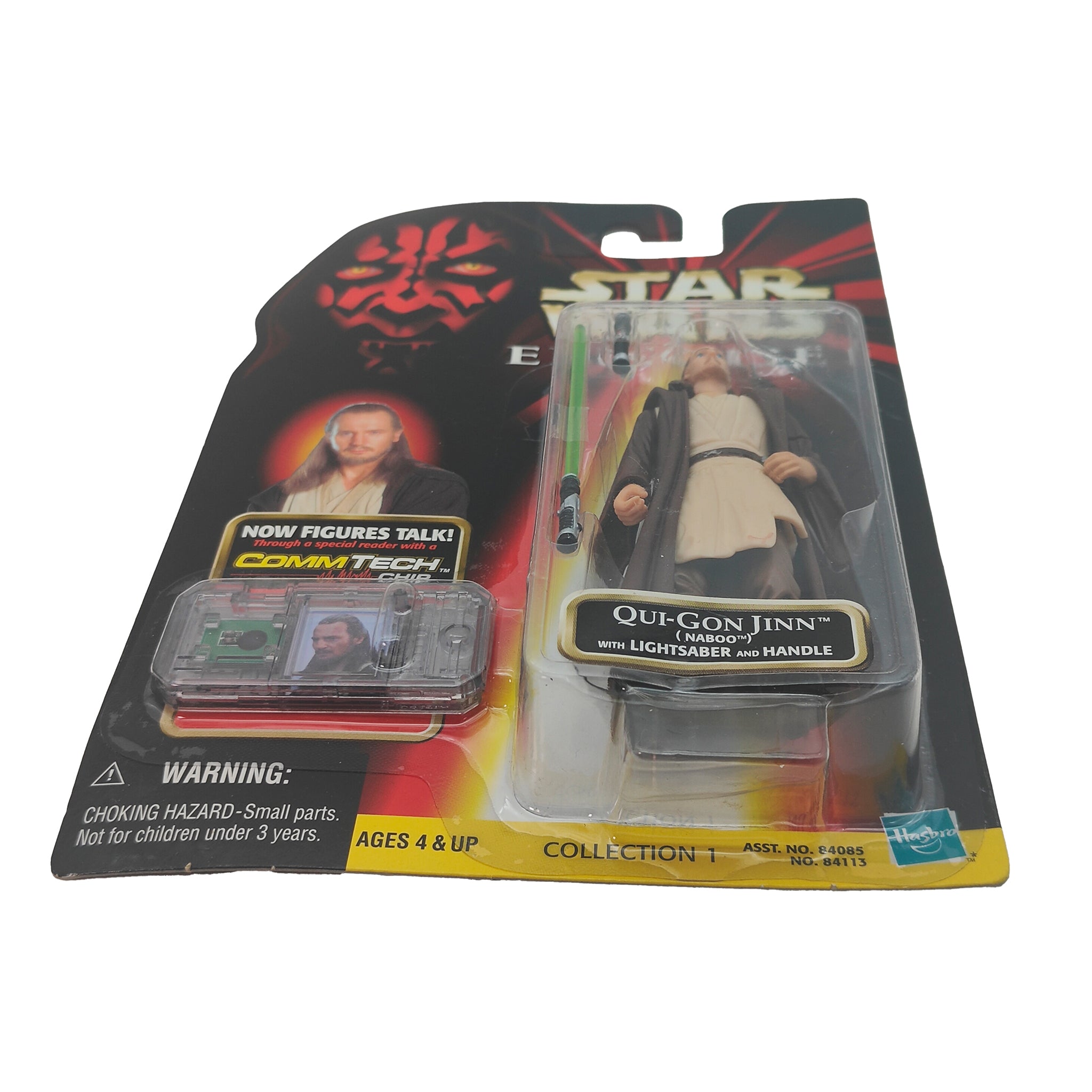 Star Wars Episode 1 Qui Gon Jinn Naboo CommTech Chip 3.75 Inch Action Figure Hasbro 1999 – Star Wars, Hasbro, 9.5 cm, 1999, pre-owned collector piece, Uncanny Collectibles Dublin Ireland