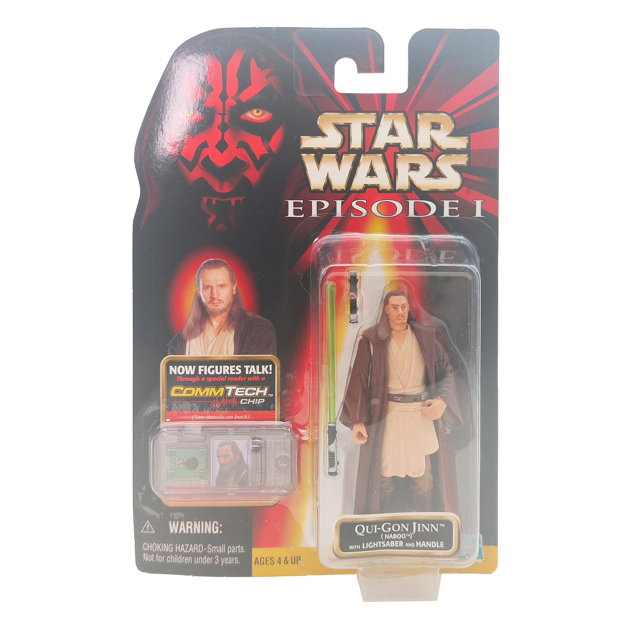 Star Wars Episode 1 Qui Gon Jinn Naboo CommTech Chip 3.75 Inch Action Figure Hasbro 1999 – Star Wars, Hasbro, 9.5 cm, 1999, pre-owned collector piece, Uncanny Collectibles Dublin Ireland
