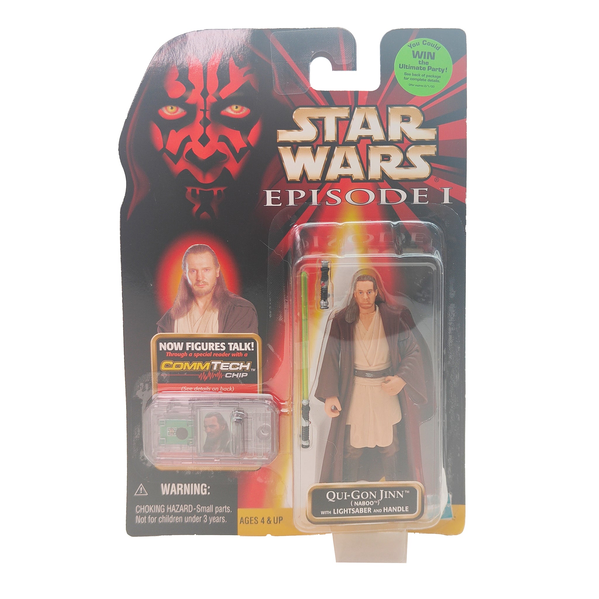 Star Wars Episode 1 Qui Gon Jinn Naboo CommTech Chip 3.75 Inch Action Figure Hasbro 1999 – Star Wars, Hasbro, 9.5 cm, 1999, pre-owned collector piece, Uncanny Collectibles Dublin Ireland