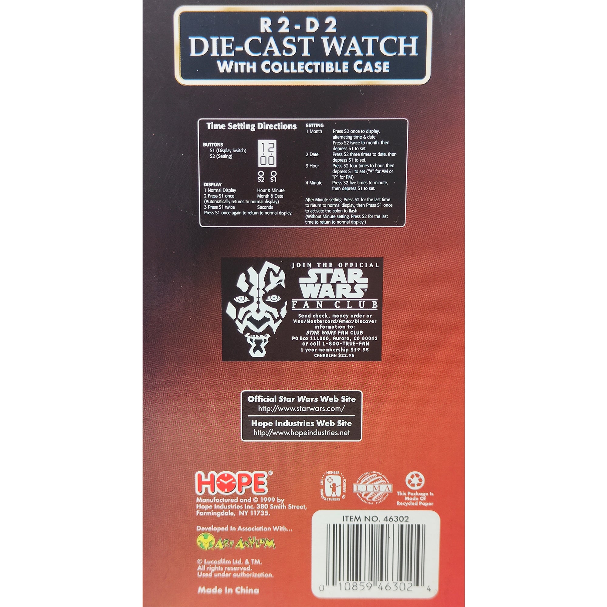 Star Wars Episode 1 R2-D2 Diecast Watch With Collectible Case 1999
