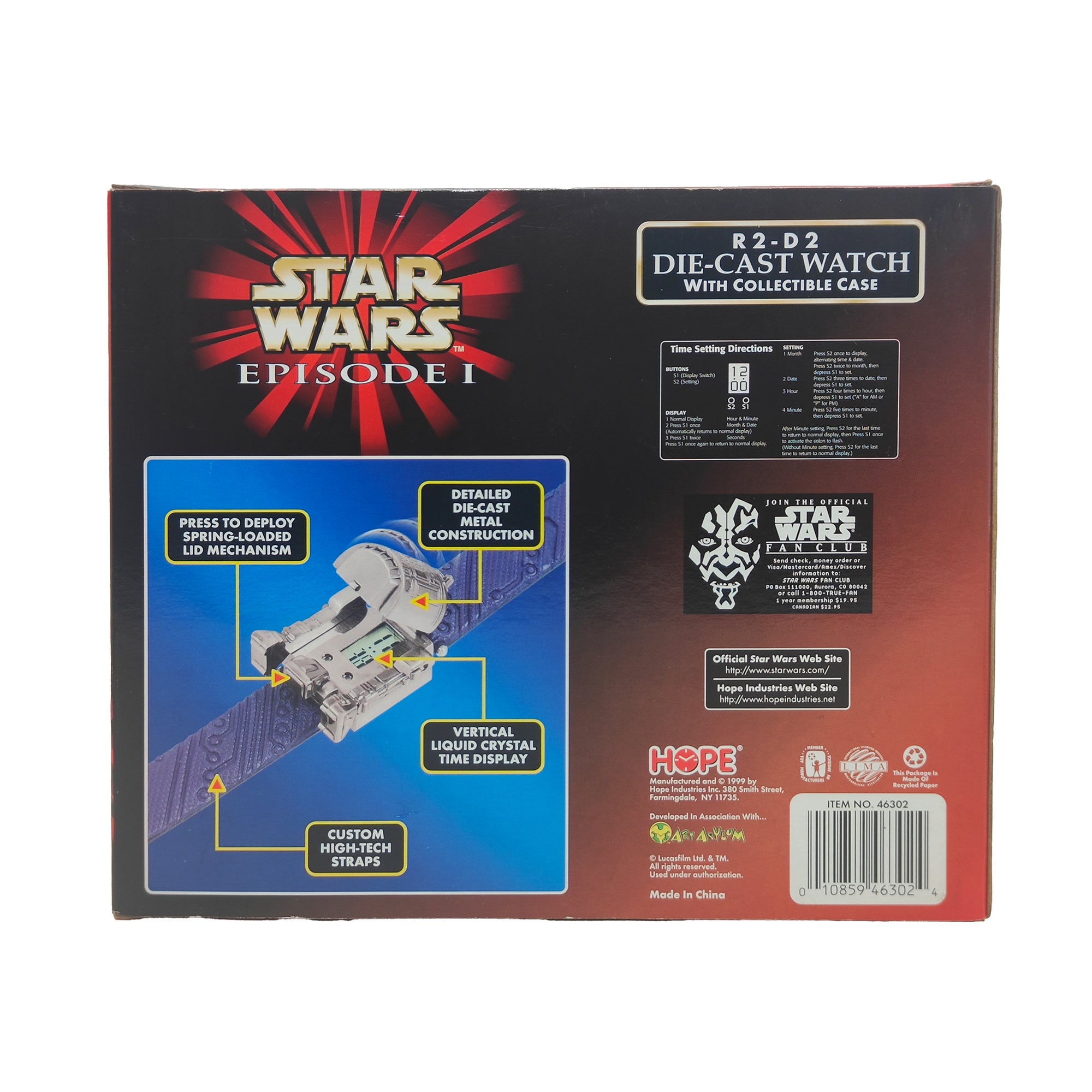 Star Wars Episode 1 R2-D2 Diecast Watch With Collectible Case 1999