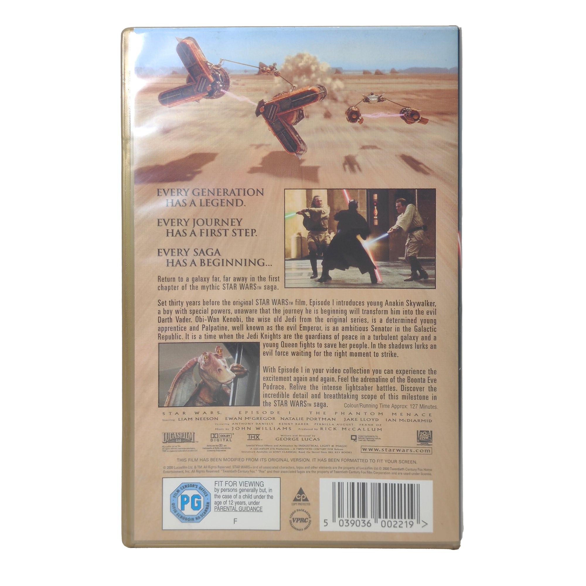 Star Wars Episode 1 The Phantom Menace VHS Tape 2000 Gold Box