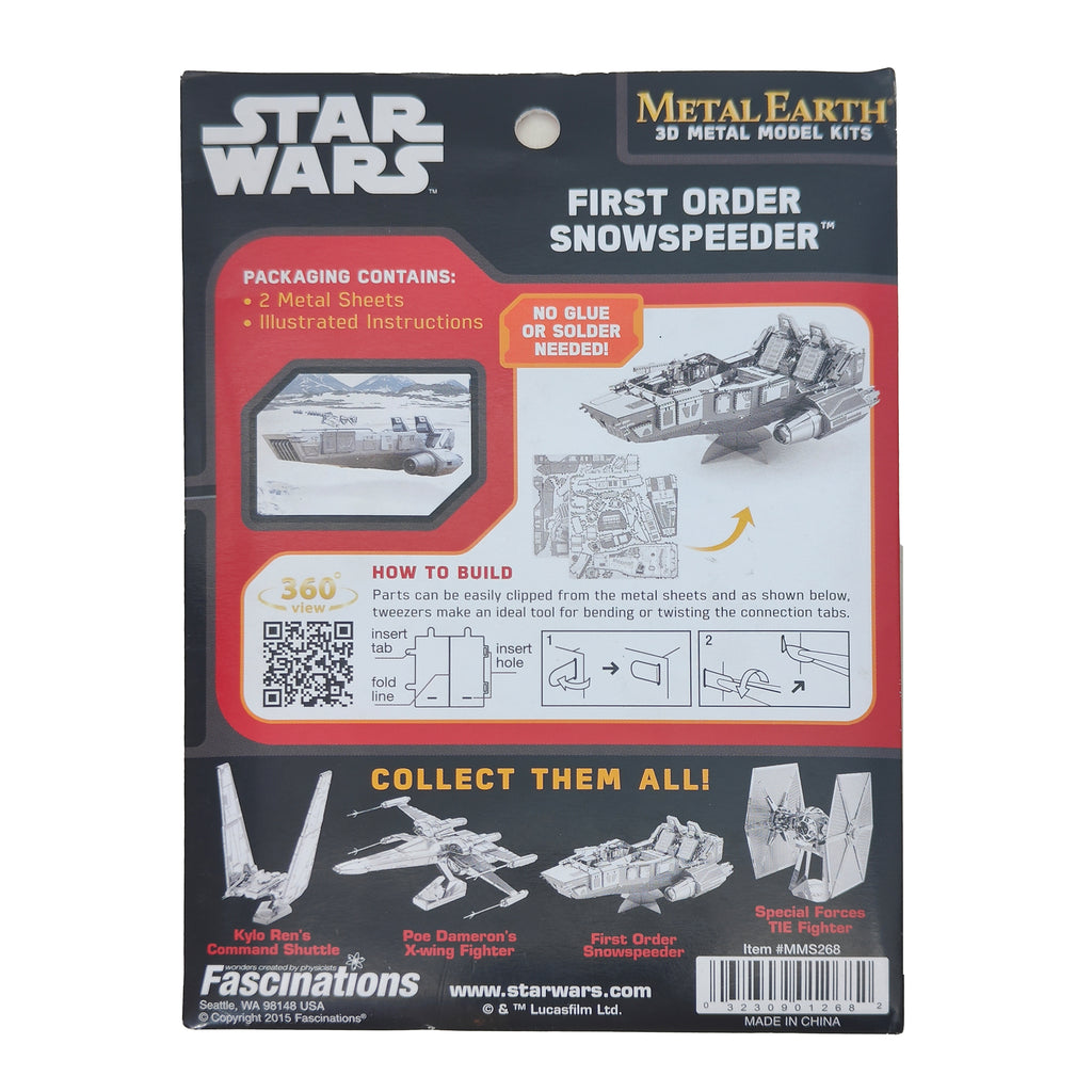 Star Wars First Order Snowspeeder Metal Earth Fascinations 3D Metal Model Kit 2015 – Star Wars, Vintage Brands, 5 cm, 2015, pre-owned collector piece, Uncanny Collectibles Dublin Ireland
