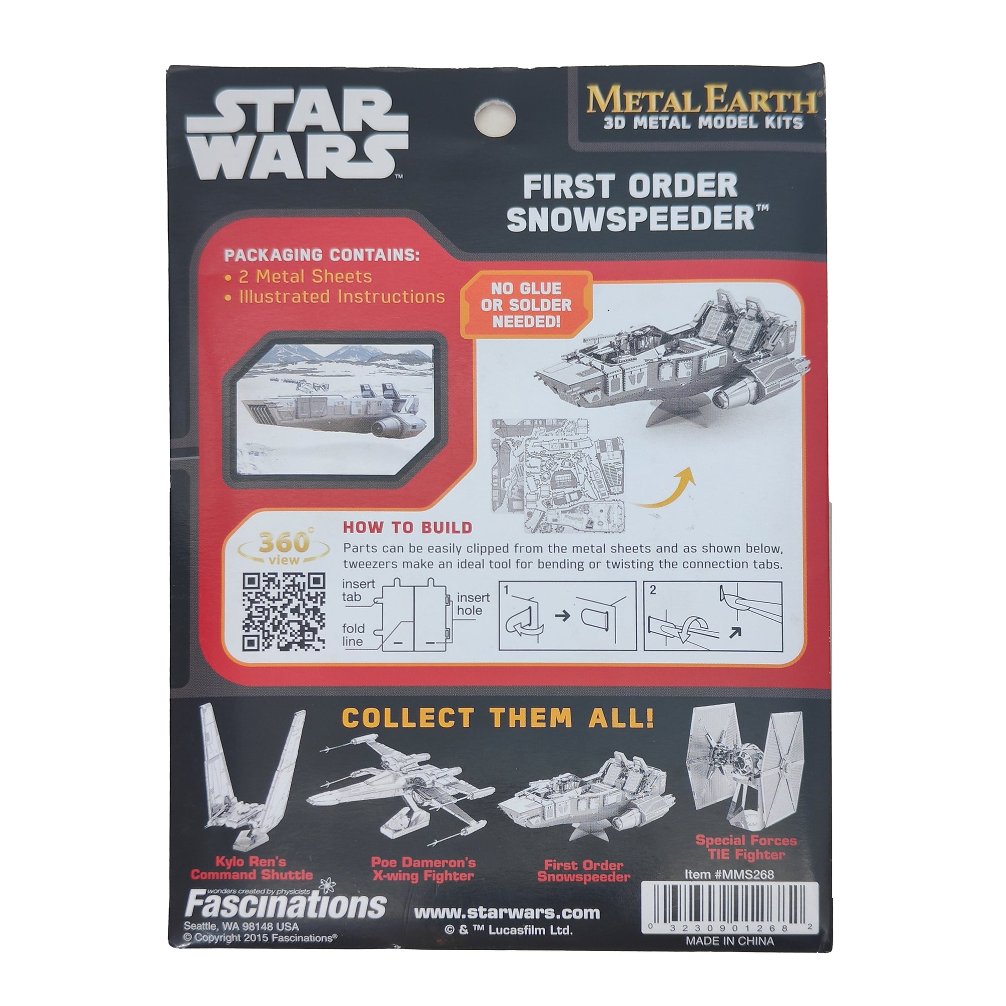 Star Wars First Order Snowspeeder Metal Earth Fascinations 3D Metal Model Kit 2015