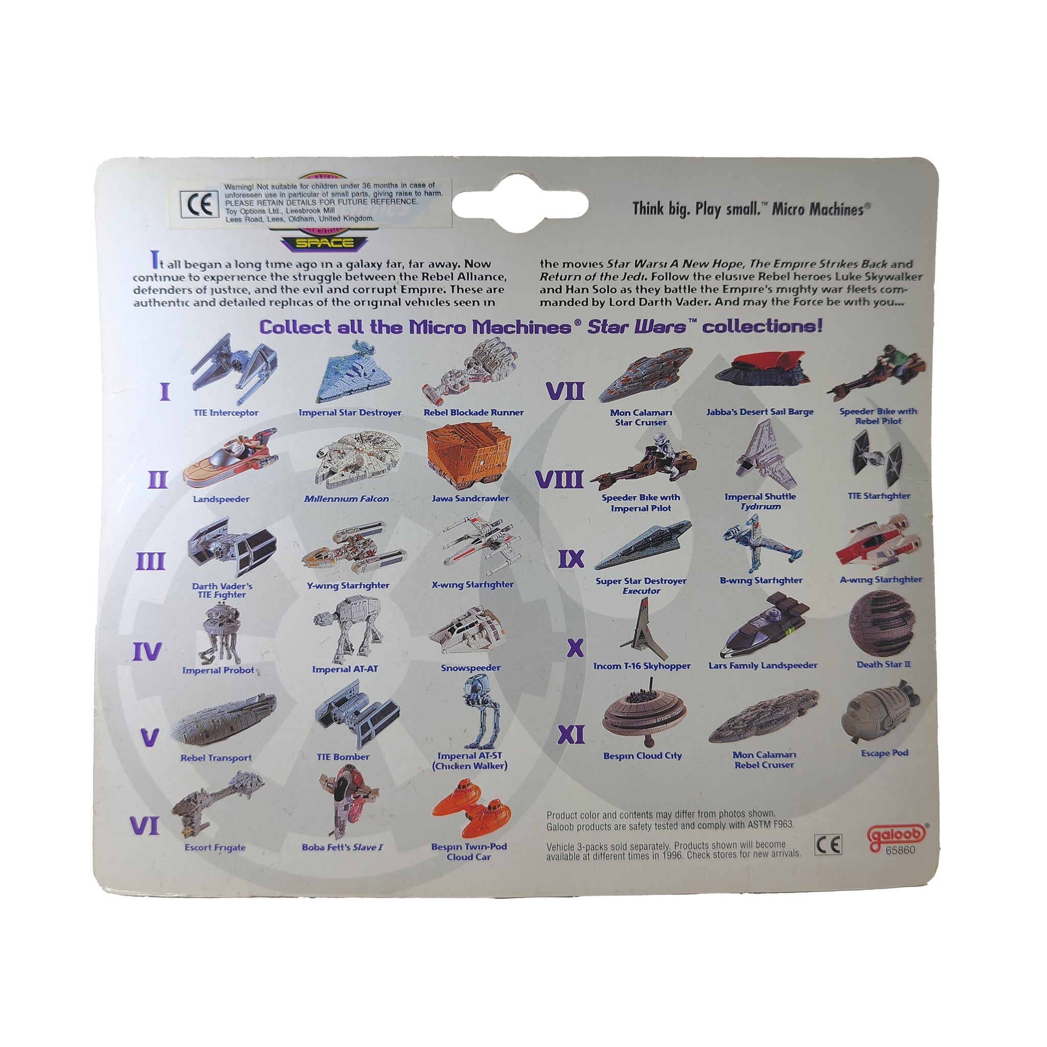 Star Wars Micro Machines Space Collection V Rebel Transport TIE Bomber Imperial AT ST – Star Wars, Galoob, 2 cm, 1995, pre-owned collector piece, Uncanny Collectibles Dublin Ireland