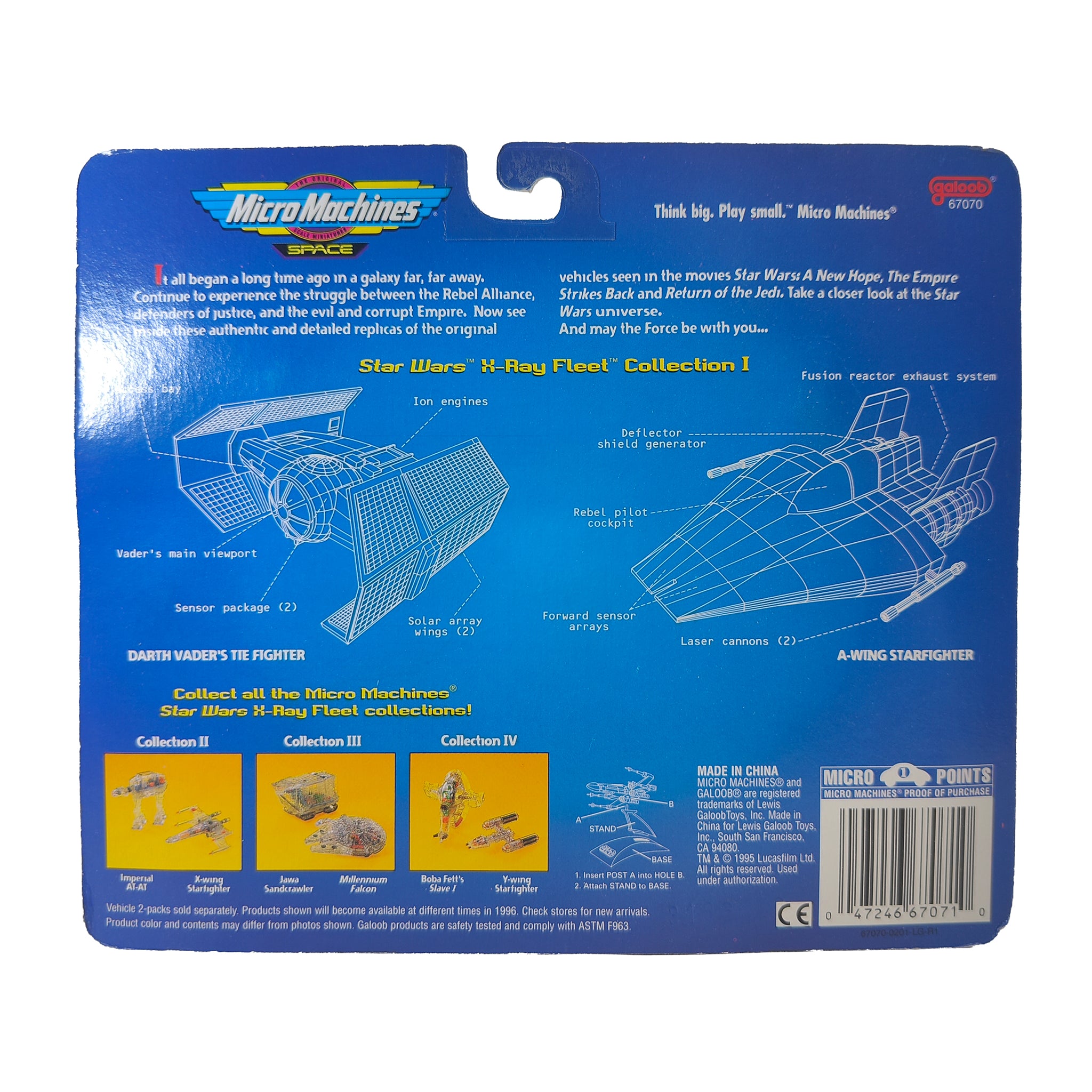 Star Wars Micro Machines X Ray Fleet Collection I Vaders TIE Fighter A Wing – Star Wars, Galoob, 2 cm, 1996, pre-owned collector piece, Uncanny Collectibles Dublin Ireland