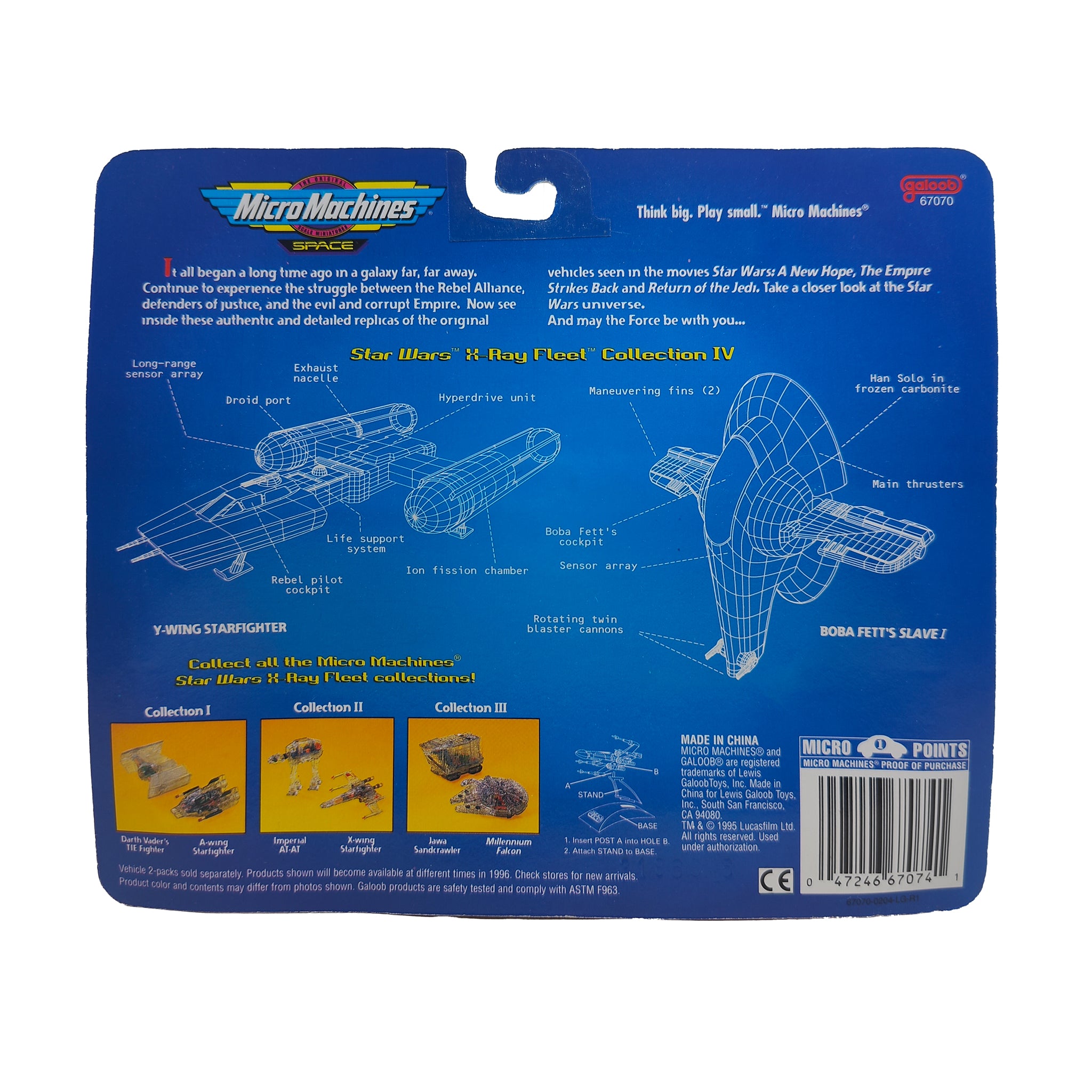 Star Wars Micro Machines X Ray Fleet Collection IV Slave I Y Wing – Star Wars, Galoob, 2 cm, 1996, pre-owned collector piece, Uncanny Collectibles Dublin Ireland