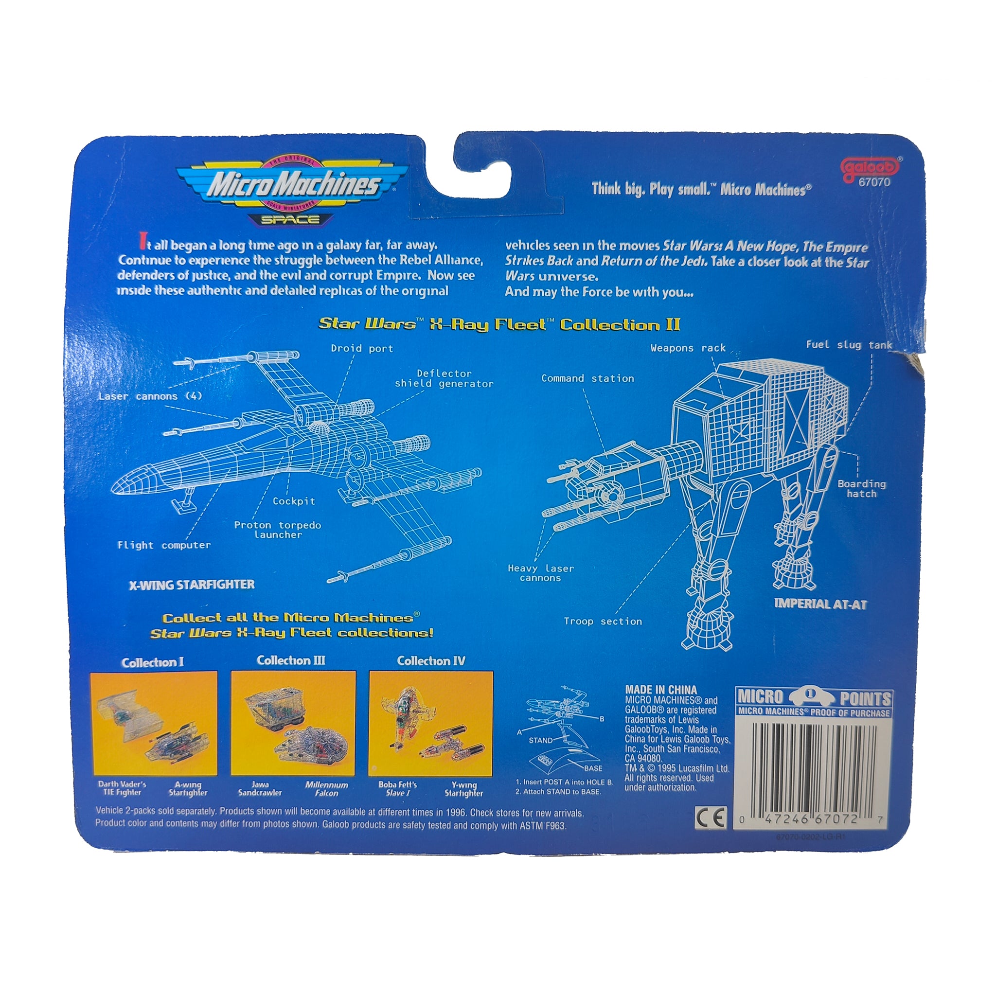 Star Wars Micro Machines X Ray Fleet Collection II  X Wing AT AT – Star Wars, Galoob, 2 cm, 1996, pre-owned collector piece, Uncanny Collectibles Dublin Ireland