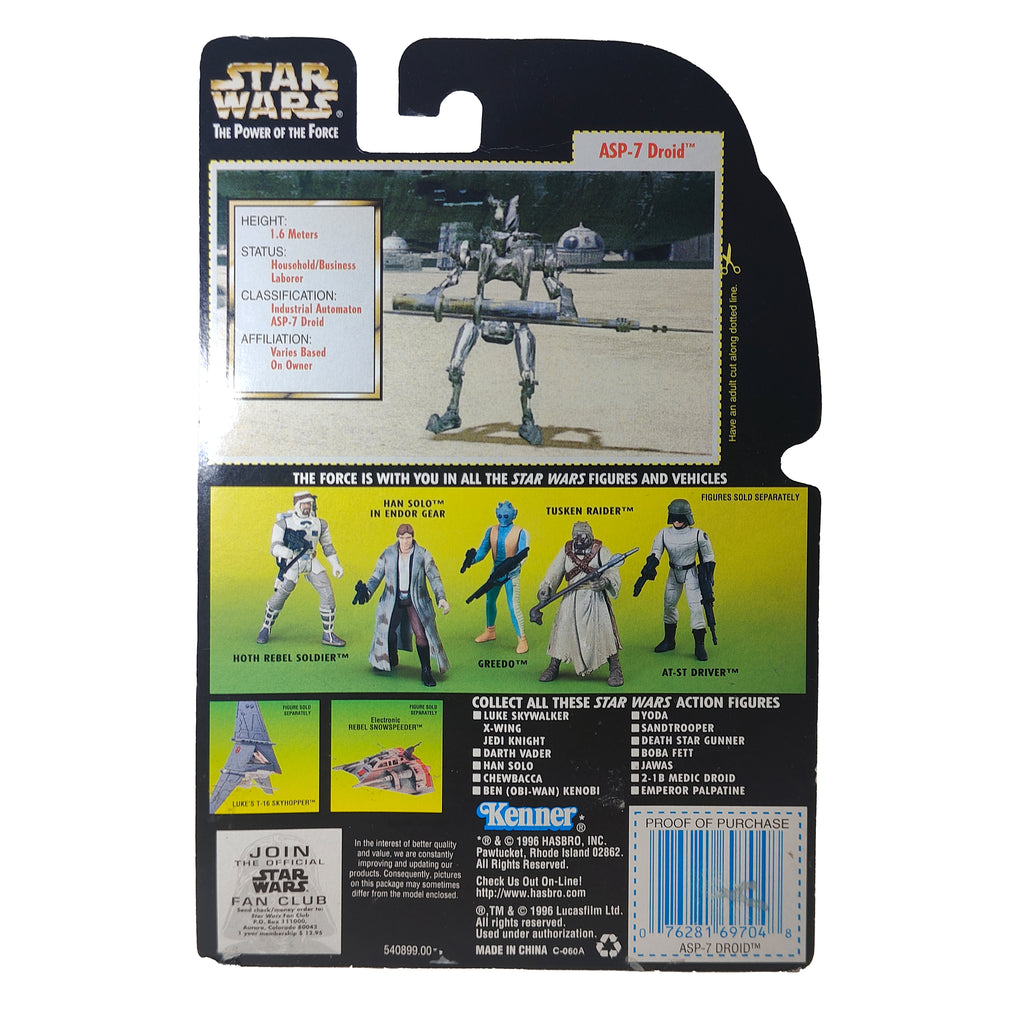 Star Wars Power of The Force ASP-7 Droid  3.75 Inch Action Figure 1996 – Star Wars, Hasbro, 9.5 cm, 1996, pre-owned collector piece, Uncanny Collectibles Dublin Ireland