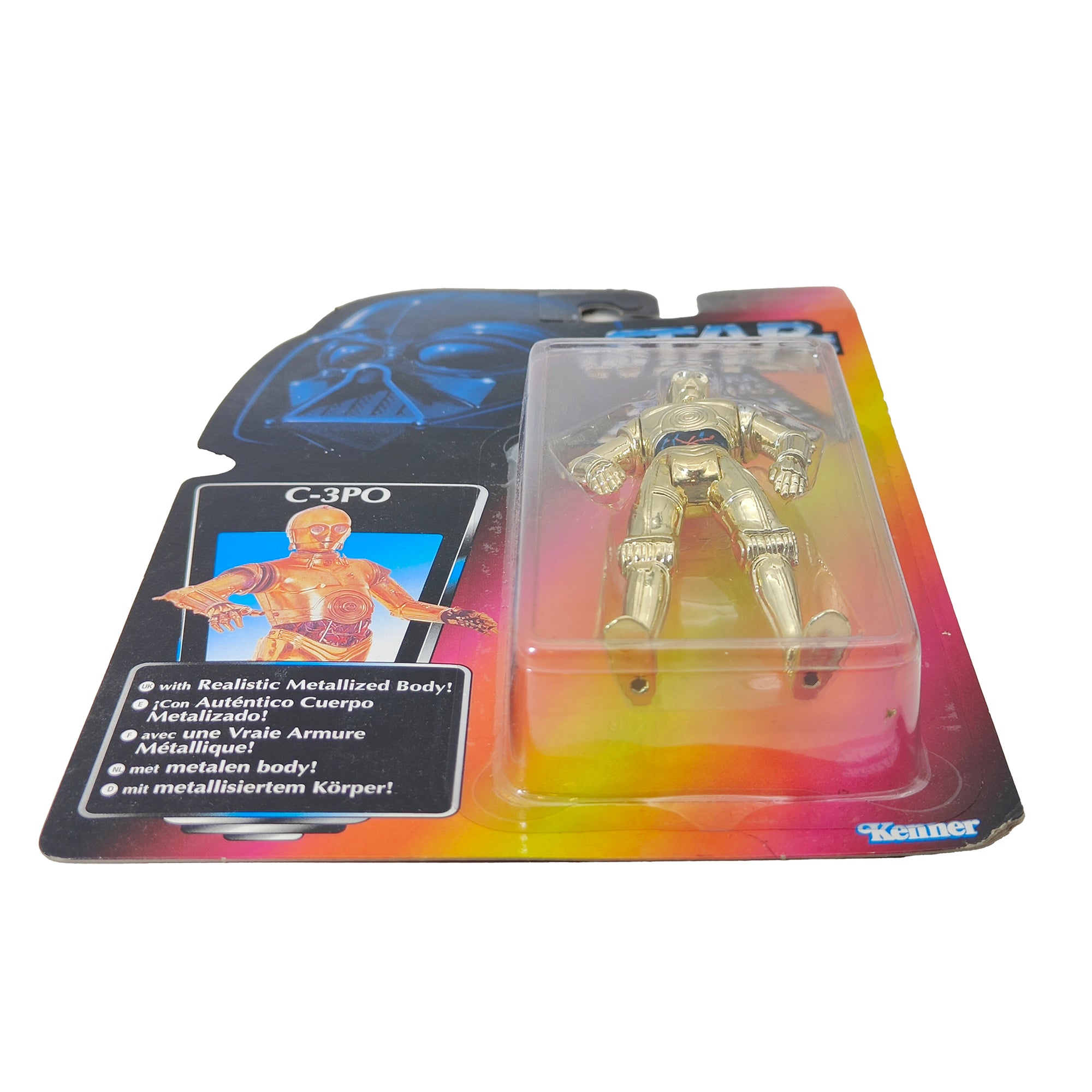 Star Wars Power of The Force C-3P0 Metallic Body 3.75 Inch Action Figure 1995 Red Euro Tri Logo Card