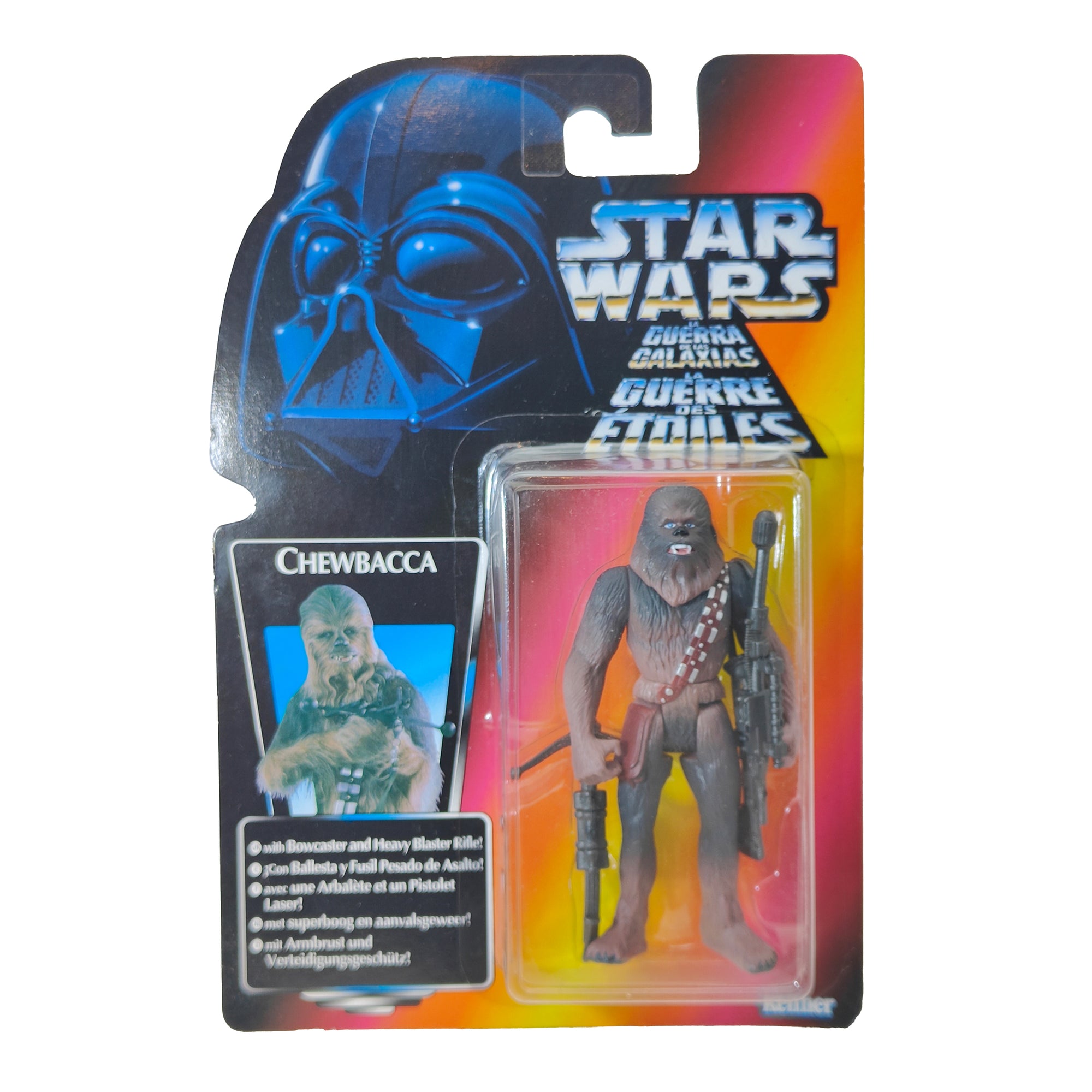 Star Wars Power of The Force Chewbacca 3.75 Inch Action Figure 1995 Red Euro Tri Logo Card