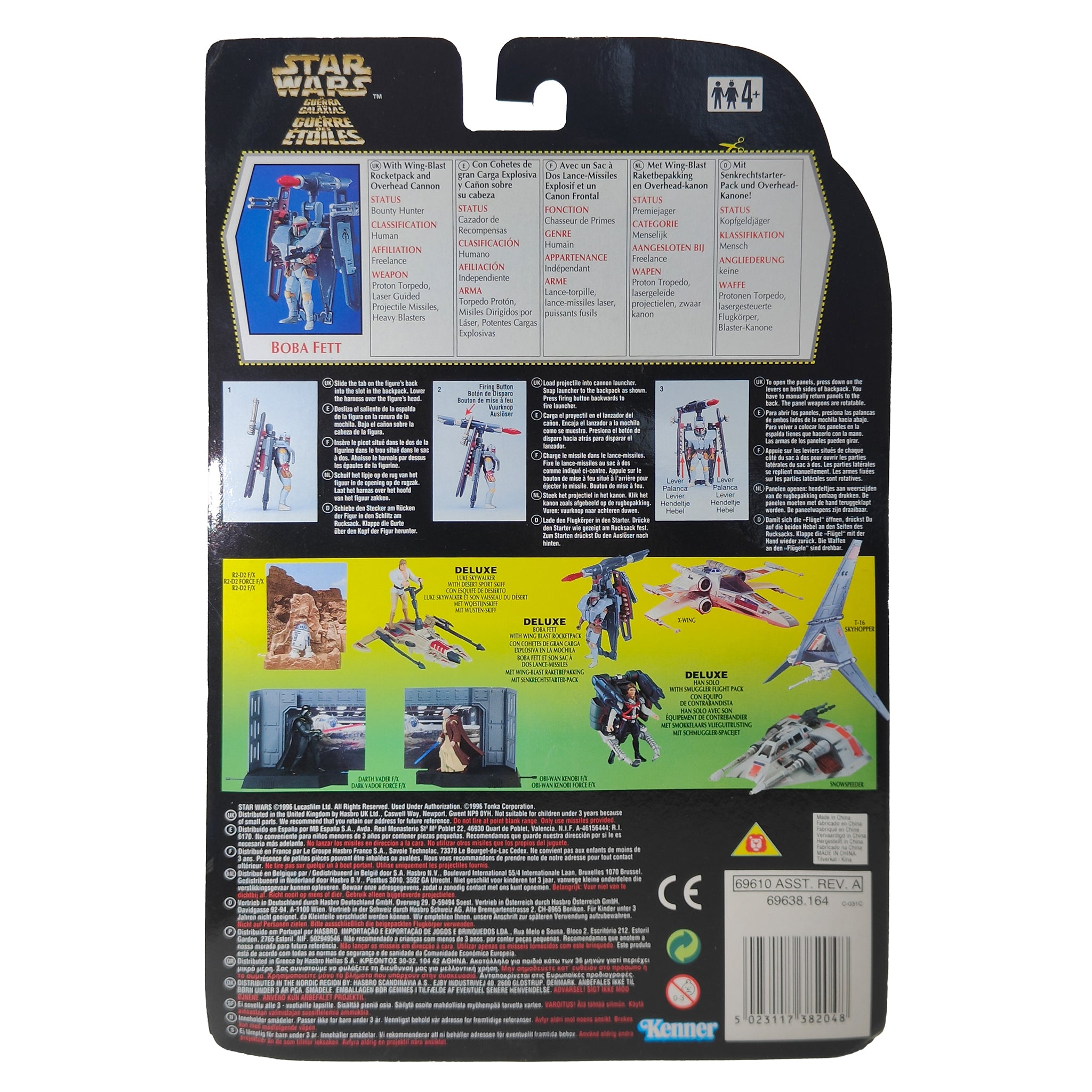 Star Wars Power of The Force Deluxe Boba Fett 3.75 Inch Action Figure 1996 Green Tri Logo Card – Star Wars, Hasbro, 9.5 cm, 1996, pre-owned collector piece, Uncanny Collectibles Dublin Ireland