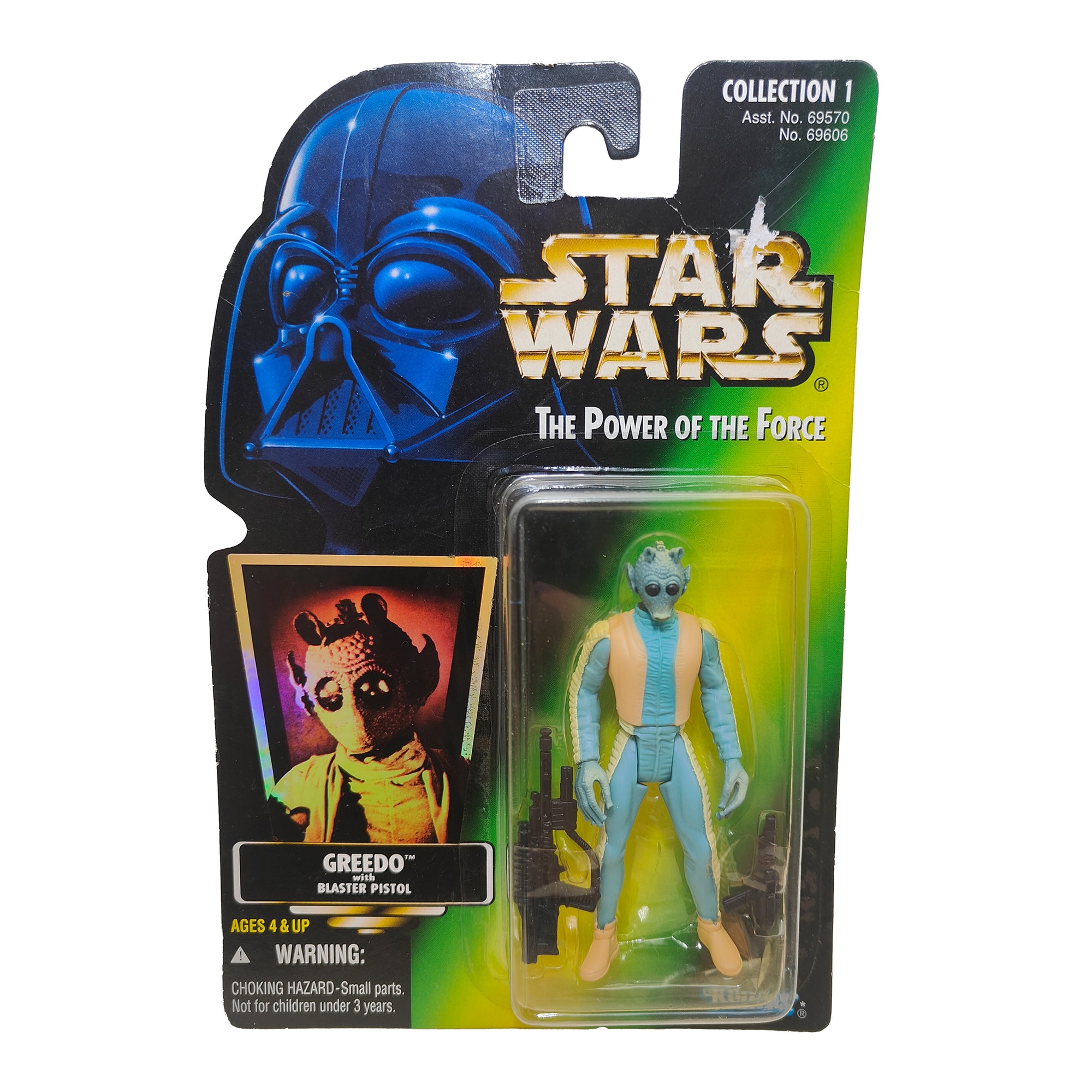 Star Wars Power of The Force Greedo 3.75 Inch Action Figure 1996 Green Card