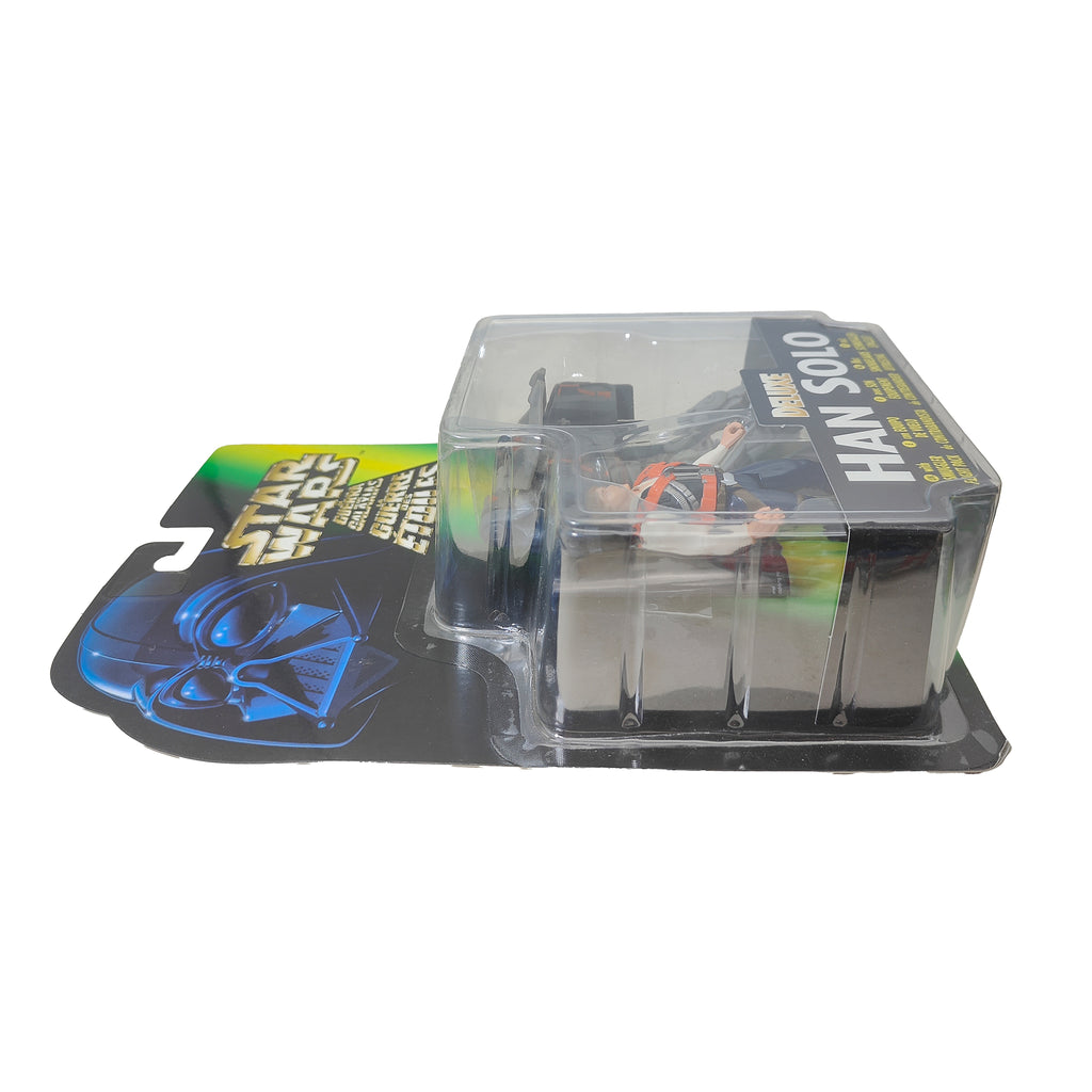 Star Wars Power of The Force Deluxe Han Solo 3.75 Inch Action Figure 1996 Green Tri Logo Card – Star Wars, Hasbro, 9.5 cm, 1996, pre-owned collector piece, Uncanny Collectibles Dublin Ireland