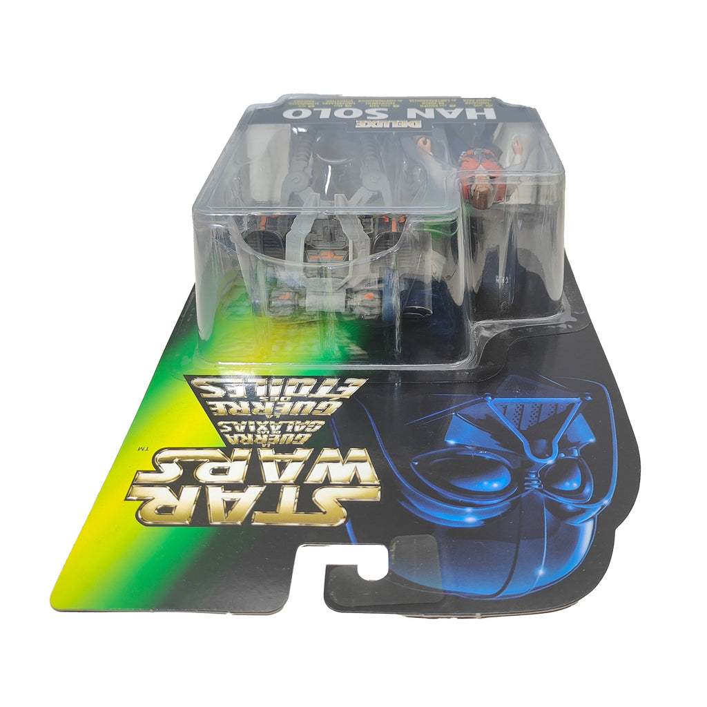Star Wars Power of The Force Deluxe Han Solo 3.75 Inch Action Figure 1996 Green Tri Logo Card – Star Wars, Hasbro, 9.5 cm, 1996, pre-owned collector piece, Uncanny Collectibles Dublin Ireland