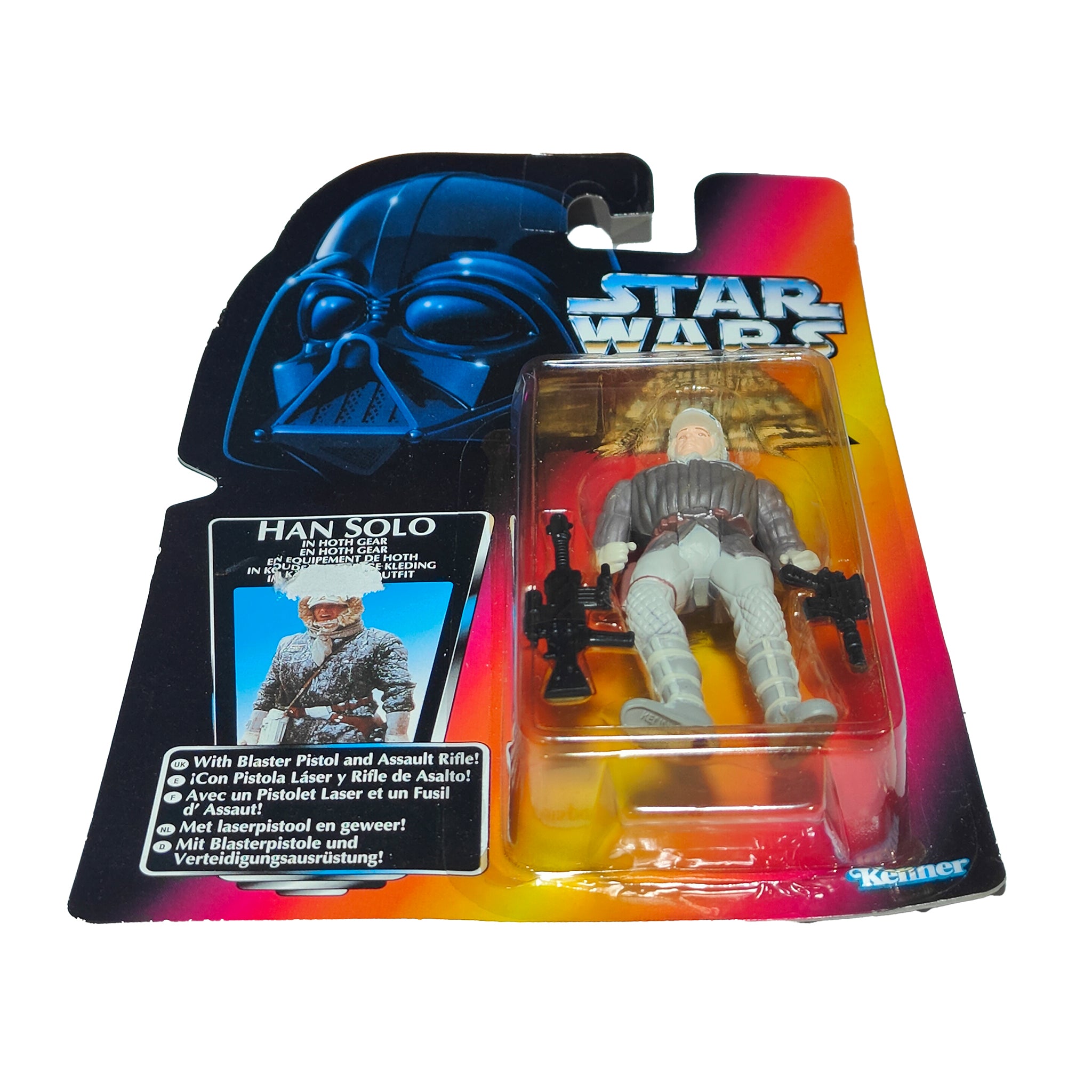 Star Wars Power Of The Force Han Solo Hoth Gear 3.75 Inch Action Figure 1995 Red Euro Tri Logo Card – Star Wars, Hasbro, 9.5 cm, 1995, pre-owned collector piece, Uncanny Collectibles Dublin Ireland