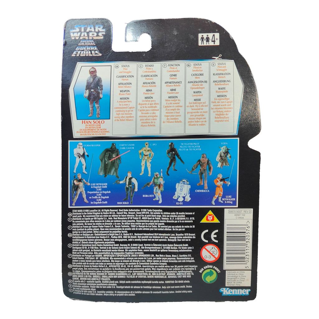 Star Wars Power Of The Force Han Solo Hoth Gear 3.75 Inch Action Figure 1995 Red Euro Tri Logo Card – Star Wars, Hasbro, 9.5 cm, 1995, pre-owned collector piece, Uncanny Collectibles Dublin Ireland