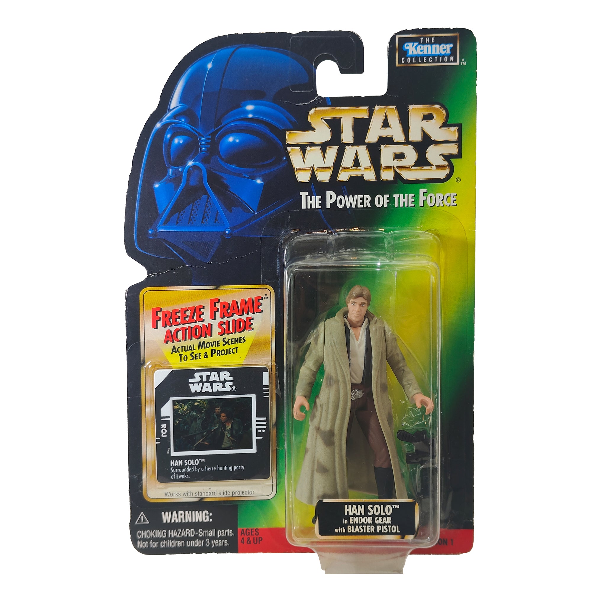 Star Wars Power of The Force Han Solo in Endor Gear 3.75 Inch Action Figure 1997 Green Tri Logo Card