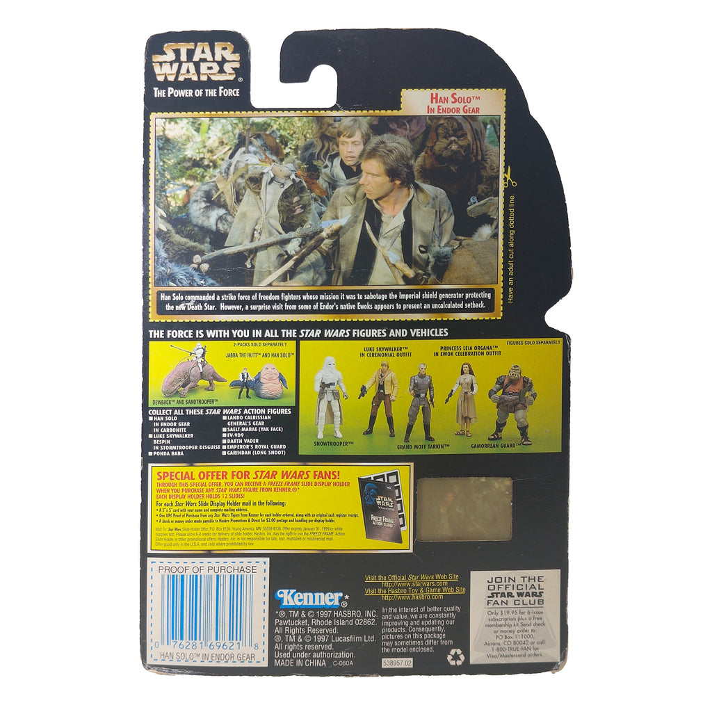Star Wars Power of The Force Han Solo in Endor Gear 3.75 Inch Action Figure 1997 Green Tri Logo Card