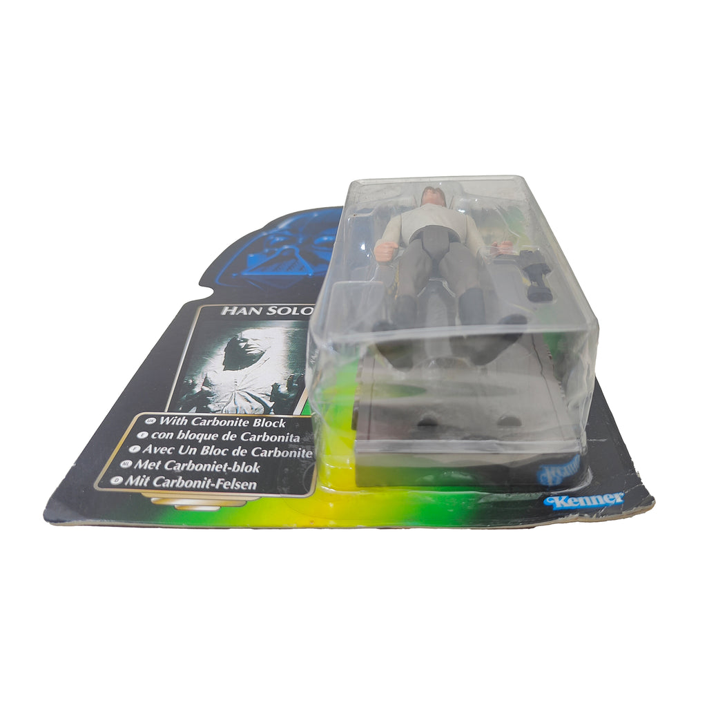 Star Wars Power of The Force Han Solo With Carbonite Block 3.75 Inch Action Figure 1996 Green Tri Logo Card – Star Wars, Hasbro, 9.5 cm, 1996, pre-owned collector piece, Uncanny Collectibles Dublin Ireland