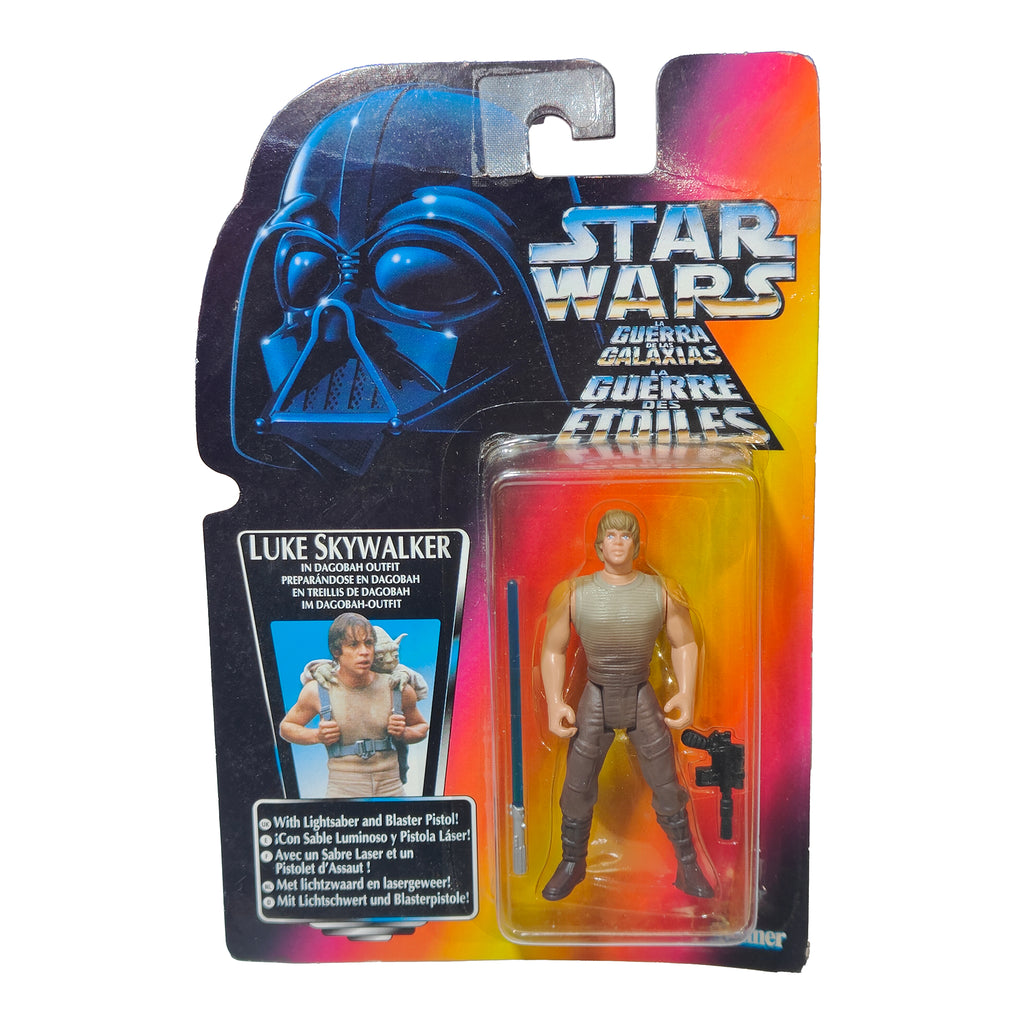 Star Wars Power of the Force Luke Skywalker Dagobah Training Outfit 3.75 Inch Action Figure 1995 Red Euro Tri Logo Card