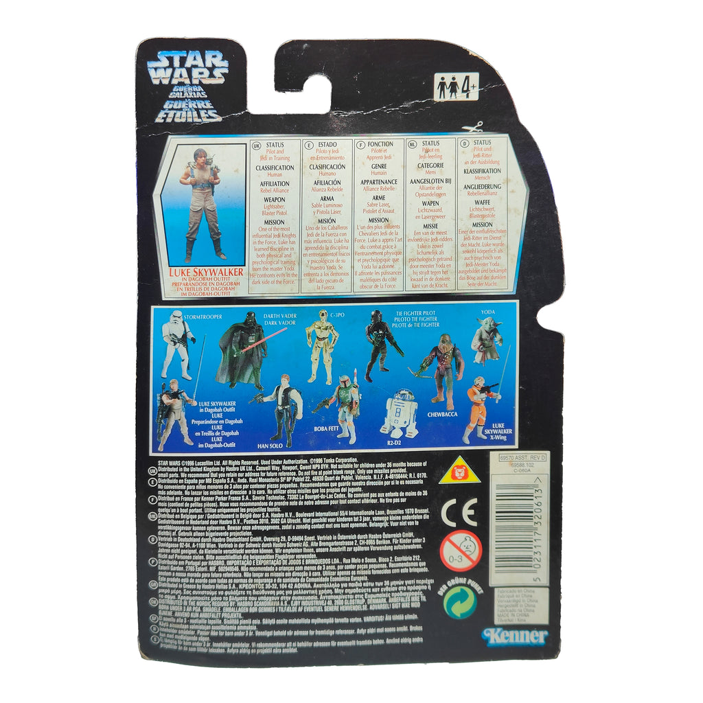 Star Wars Power of the Force Luke Skywalker Dagobah Training Outfit 3.75 Inch Action Figure 1995 Red Euro Tri Logo Card