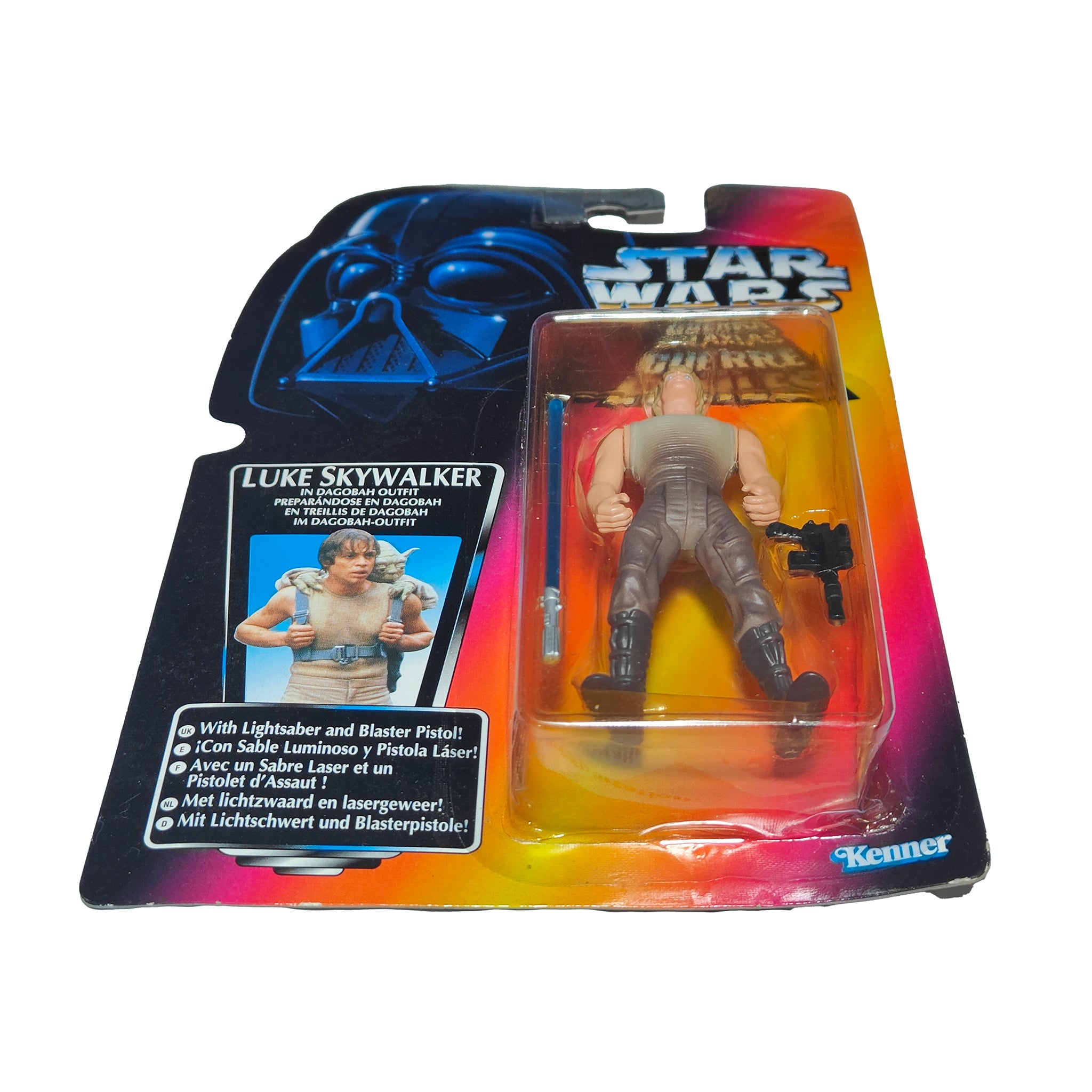 Star Wars Power of the Force Luke Skywalker Dagobah Training Outfit 3.75 Inch Action Figure 1995 Red Euro Tri Logo Card