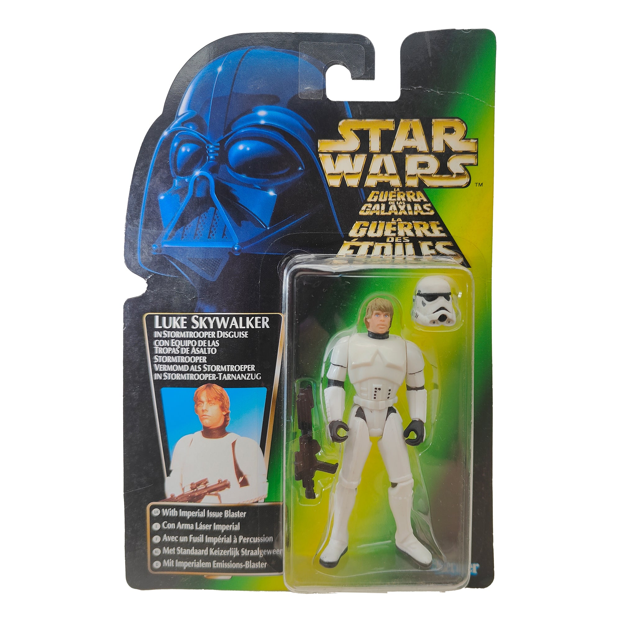 Star Wars Power of The Force Luke Skywalker Stormtrooper Disguise 3.75 Inch Action Figure 1996 Green Tri Logo Card – Star Wars, Hasbro, 9.5 cm, 1996, pre-owned collector piece, Uncanny Collectibles Dublin Ireland