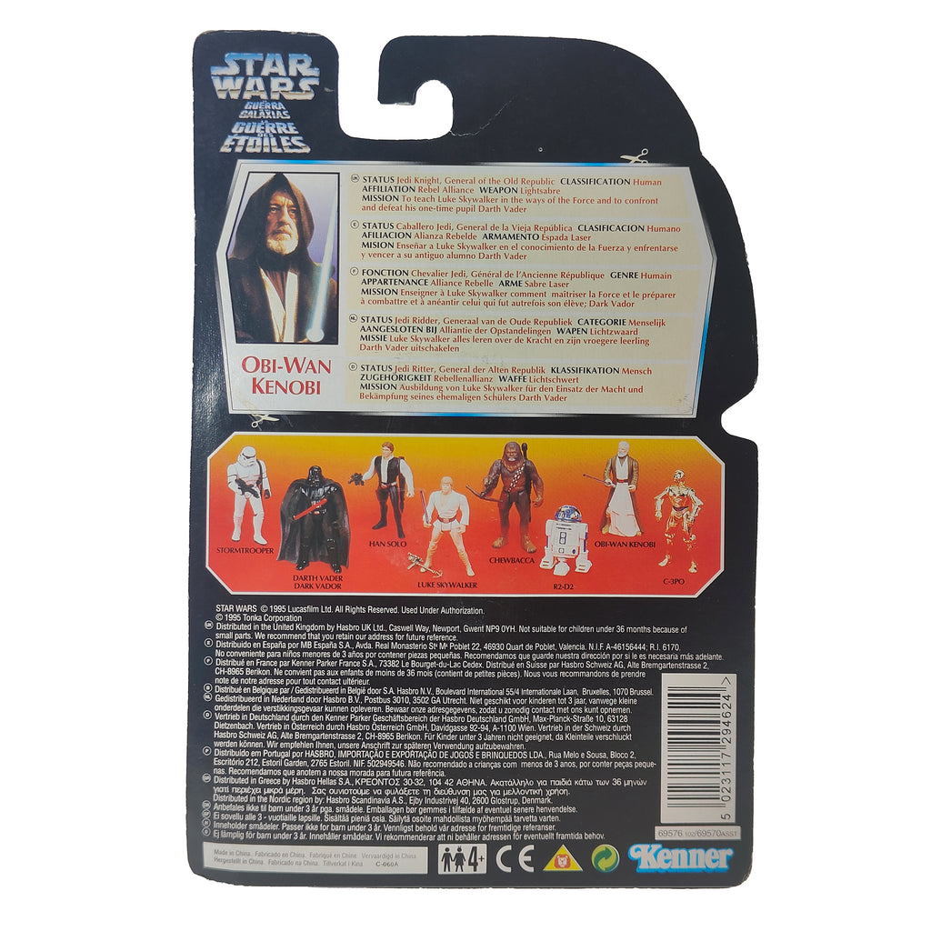 Star Wars Power of The Force Obi-Wan Kenobi 3.75 Inch Action Figure 1997 Red Euro Tri Logo Card – Star Wars, Hasbro, 9.5 cm, 1997, pre-owned collector piece, Uncanny Collectibles Dublin Ireland