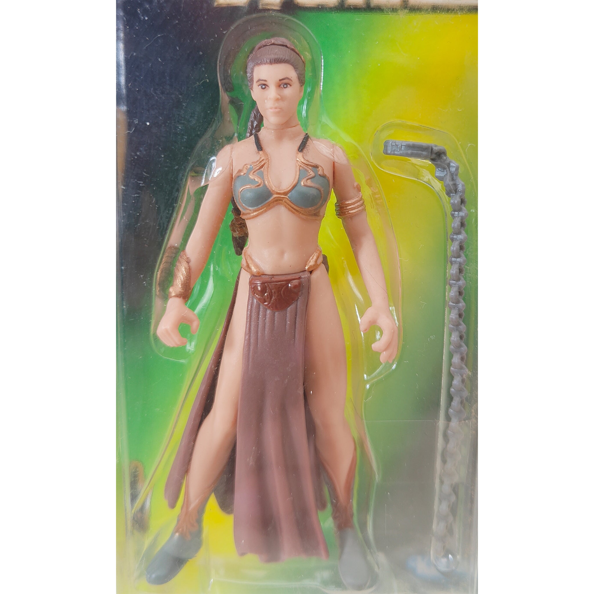 Star Wars Power of The Force Princess Leia Organa Jabbas Prisoner 3.75 Inch Action Figure 1996 Green Tri Logo Card – Star Wars, Hasbro, 9.5 cm, 1996, pre-owned collector piece, Uncanny Collectibles Dublin Ireland