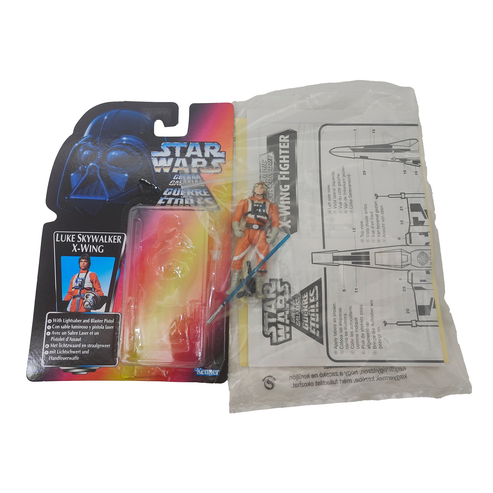 Star Wars Power of the Force Luke Skywalker X-Wing Pilot And Electronic X-Wing Fighter 3.75 Inch Action Figure 1995 Red Euro Tri Logo
