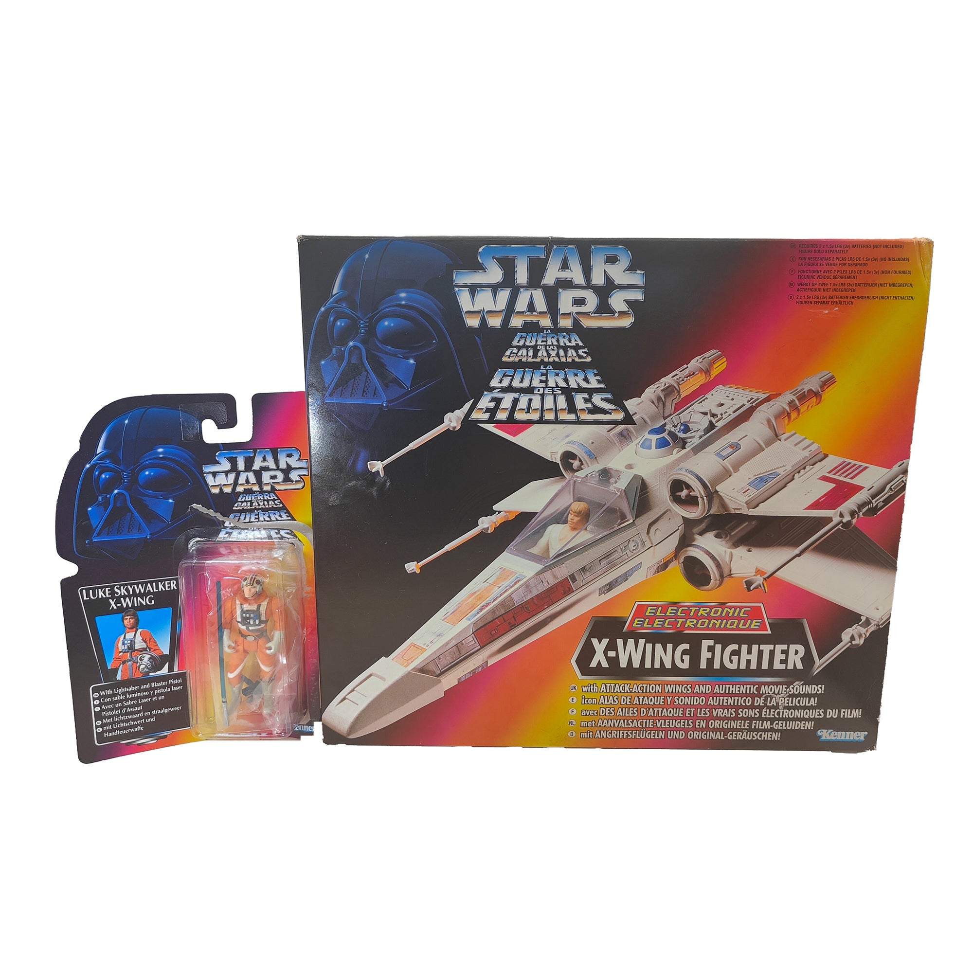Star Wars Power of the Force Luke Skywalker X-Wing Pilot And Electronic X-Wing Fighter 3.75 Inch Action Figure 1995 Red Euro Tri Logo