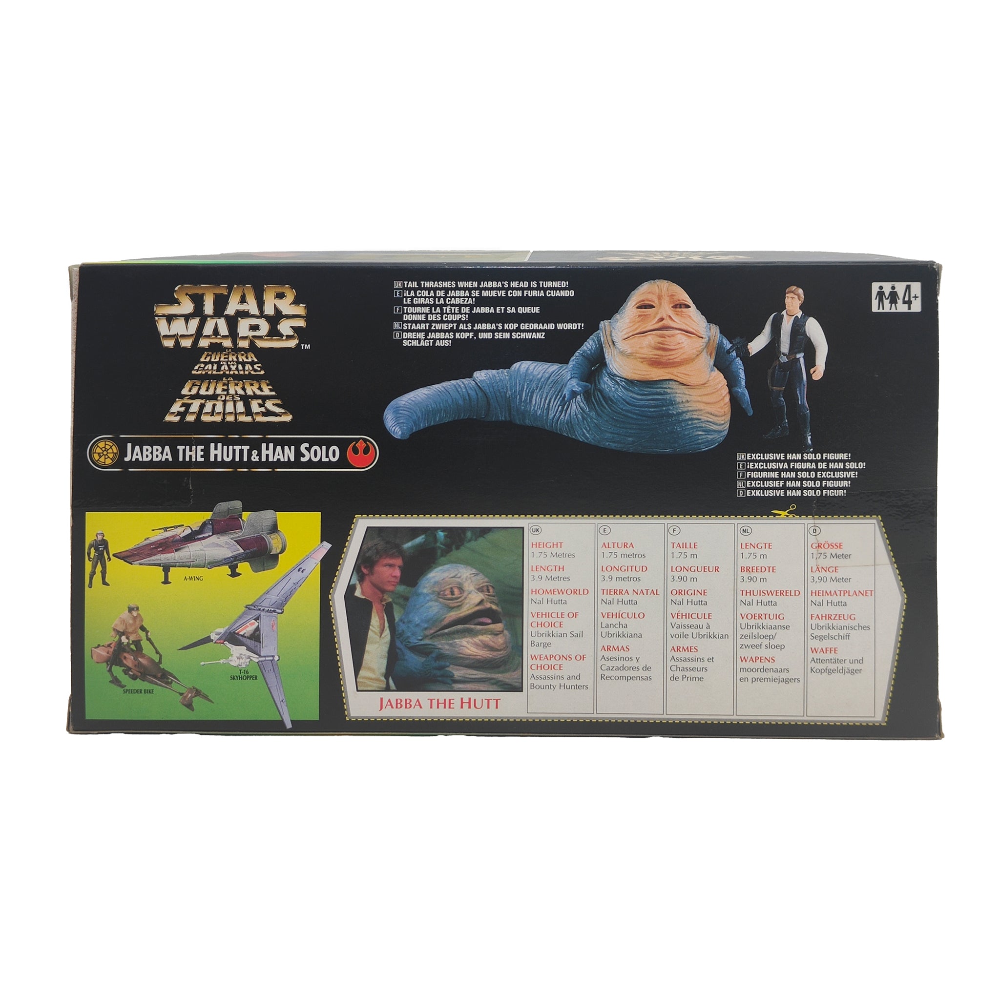 Star Wars Power of The Jedi Jabba The Hutt And Han Solo 3.75 Inch Action Figure 1997 – Star Wars, Hasbro, 9.5 cm, 1997, pre-owned collector piece, Uncanny Collectibles Dublin Ireland