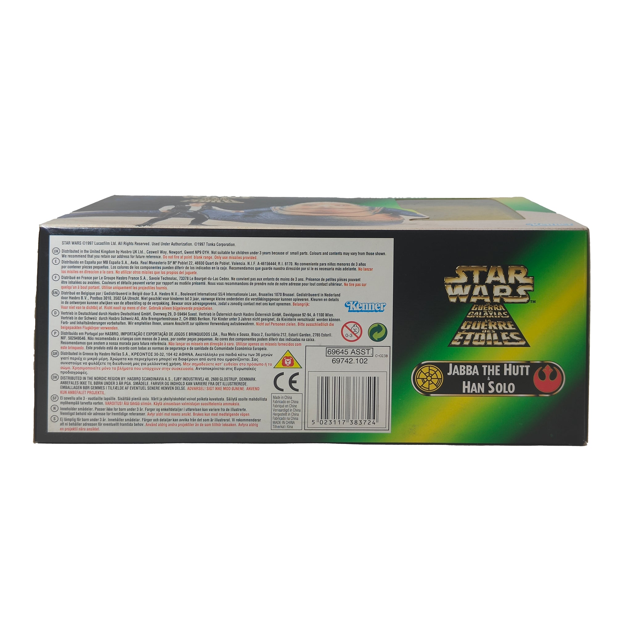 Star Wars Power of The Jedi Jabba The Hutt And Han Solo 3.75 Inch Action Figure 1997 – Star Wars, Hasbro, 9.5 cm, 1997, pre-owned collector piece, Uncanny Collectibles Dublin Ireland