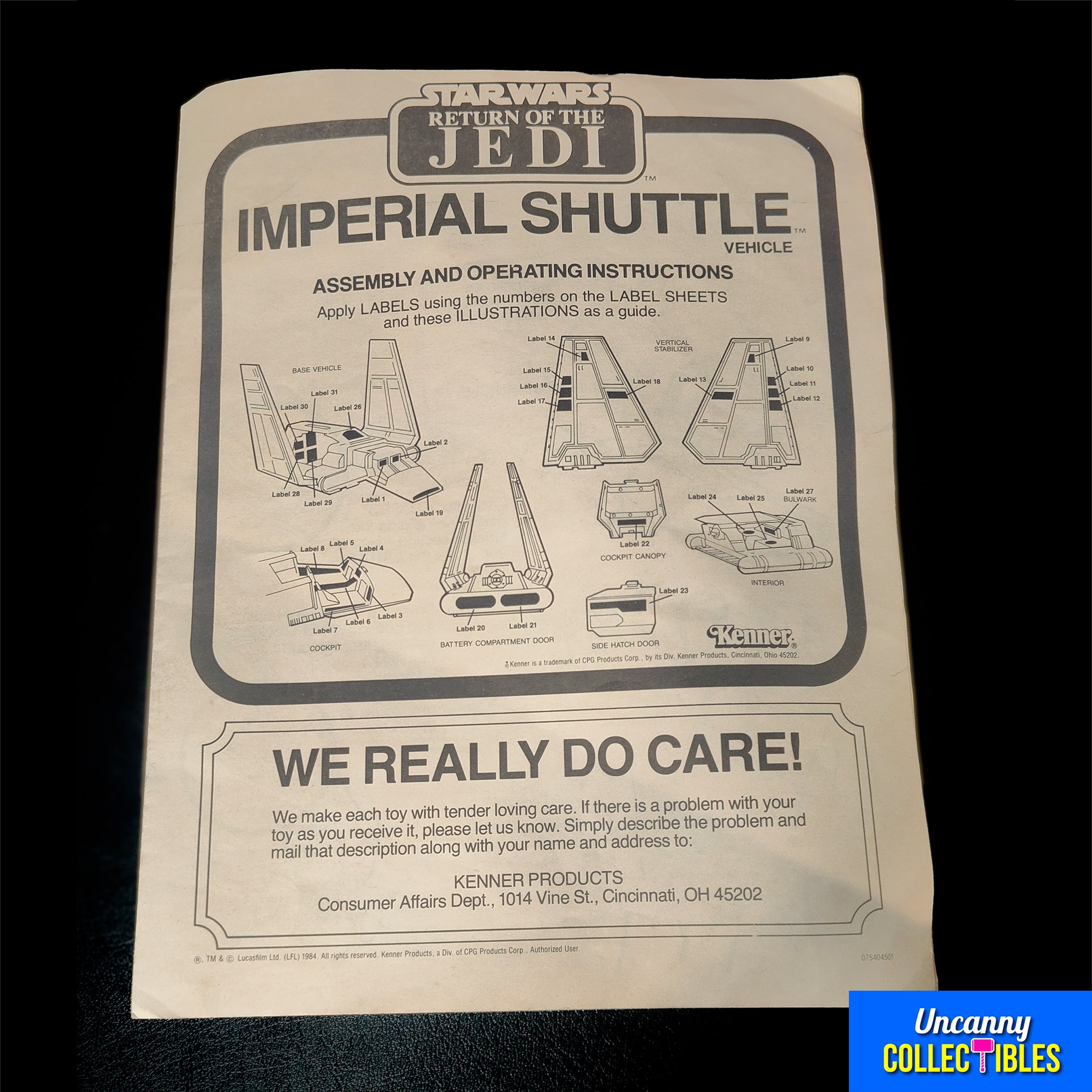 Star Wars Return of the Jedi Kenner Imperial Shuttle Vehicle 1984 Complete