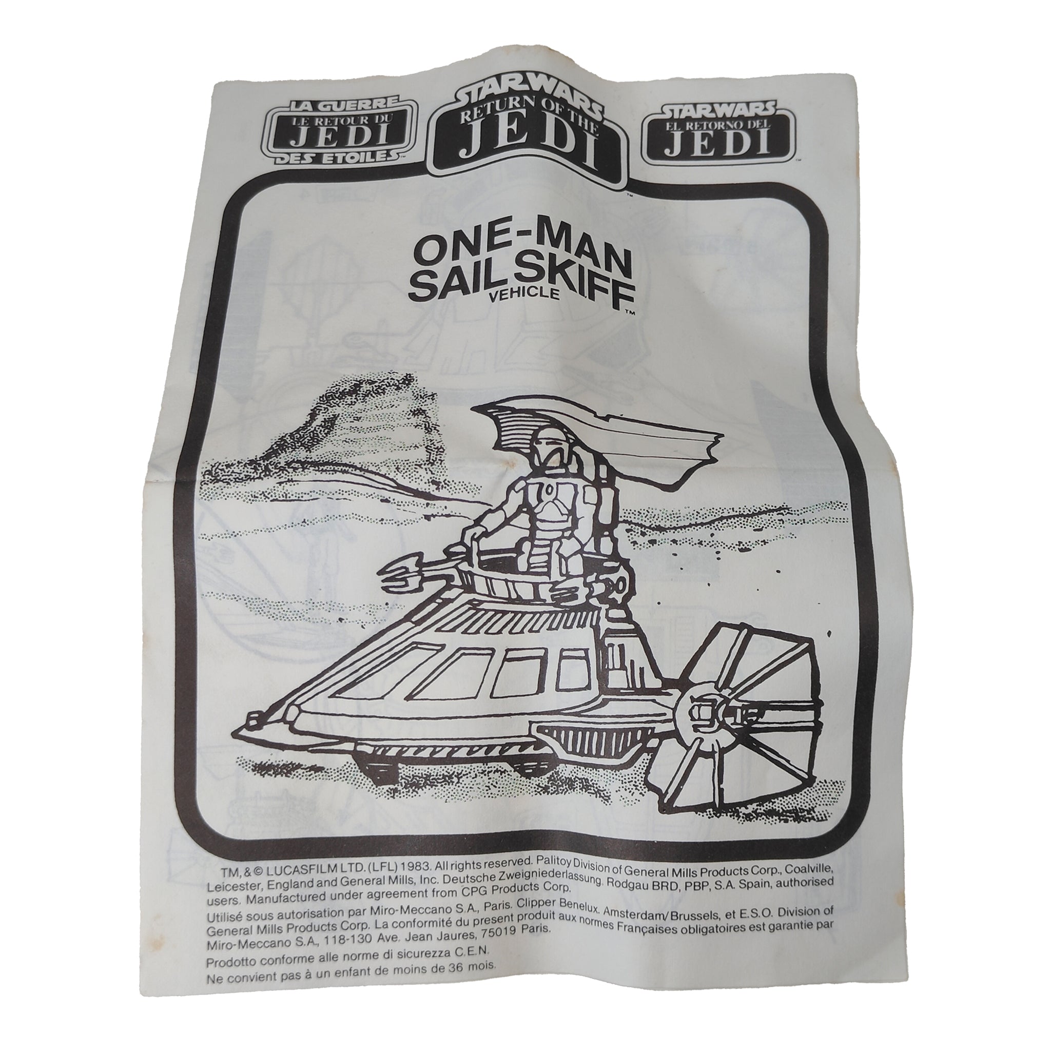 Star Wars ROTJ One Man Sail Skill Vehicle 3.75 Inch Scale Palitoy 1984 – Star Wars, Palitoy, 9.5 cm, 1984, pre-owned collector piece, Uncanny Collectibles Dublin Ireland