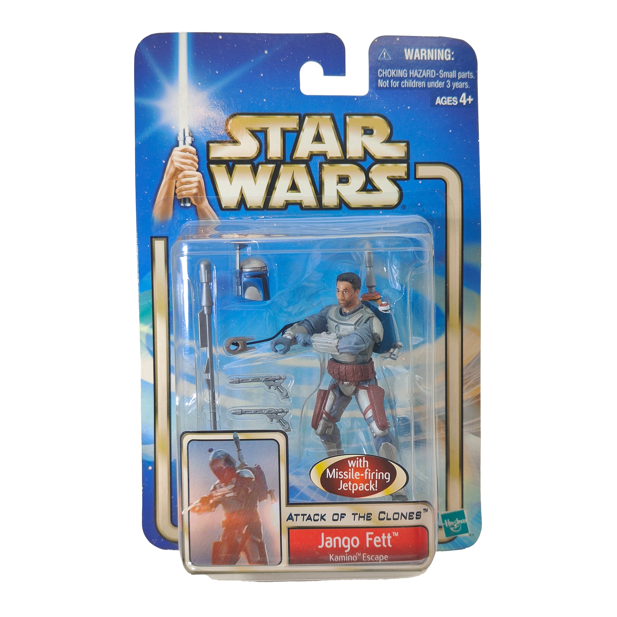 Star Wars Saga AOTC Jango Fett Kamino Escape 3.75 Inch Action Figure 2002 – Star Wars, Hasbro, 9.5 cm, 2002, pre-owned collector piece, Uncanny Collectibles Dublin Ireland