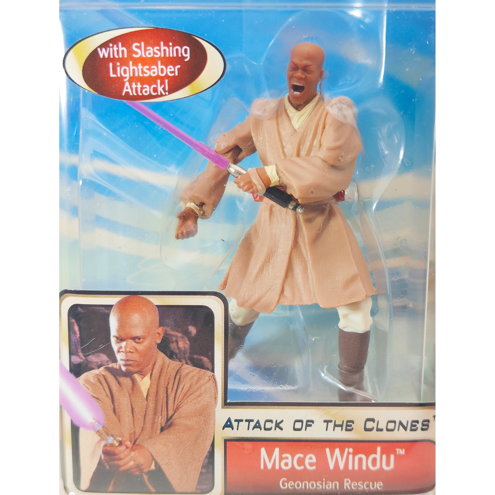 Star Wars Saga AOTC Mace Windu Geonosian Rescue 3.75 Inch Action Figure 2002 – Star Wars, Hasbro, 9.5 cm, 2002, pre-owned collector piece, Uncanny Collectibles Dublin Ireland