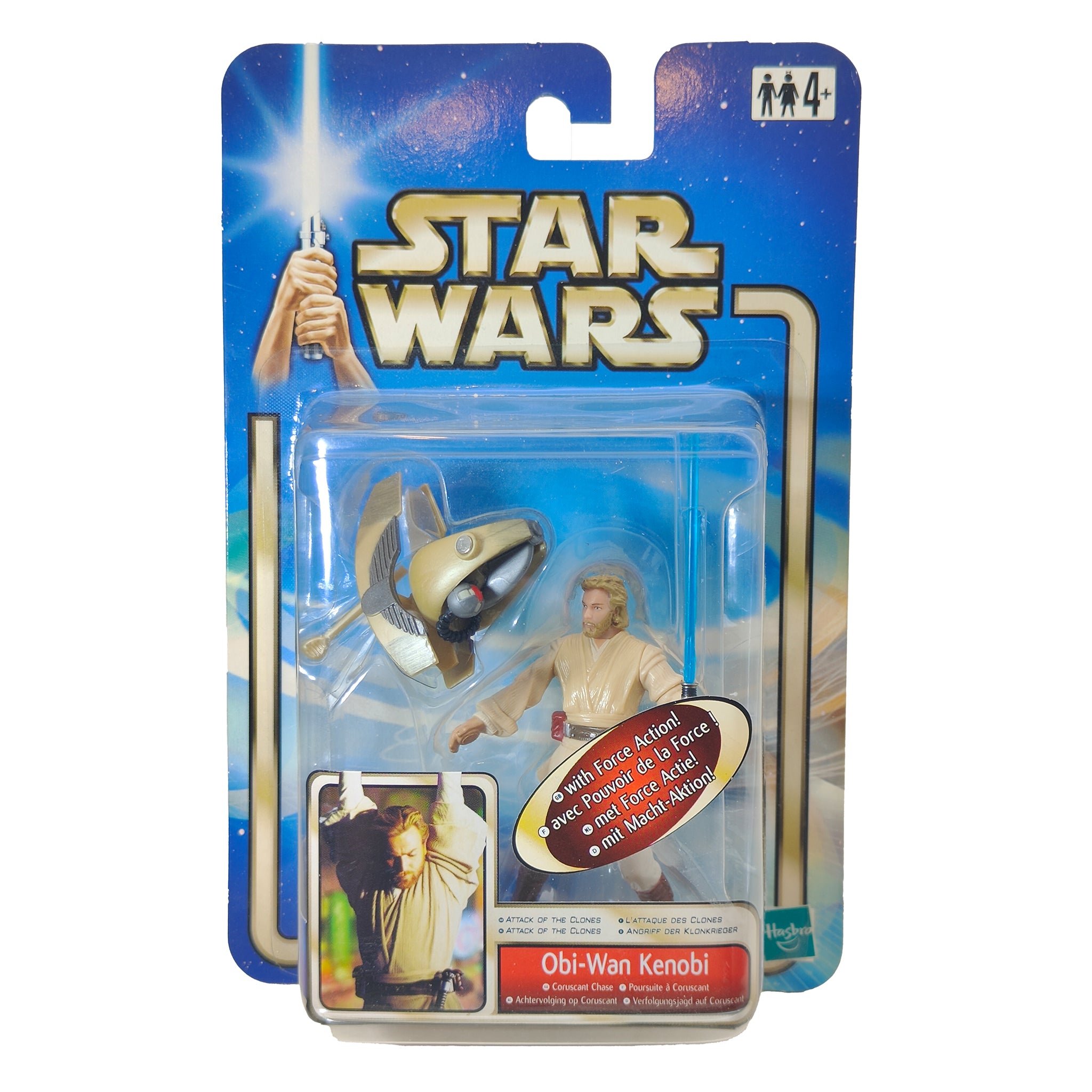 Star Wars Saga AOTC Obi Wan Kenobi Coruscant Chase 3.75 Inch Action Figure 2002 – Star Wars, Hasbro, 9.5 cm, 2002, pre-owned collector piece, Uncanny Collectibles Dublin Ireland
