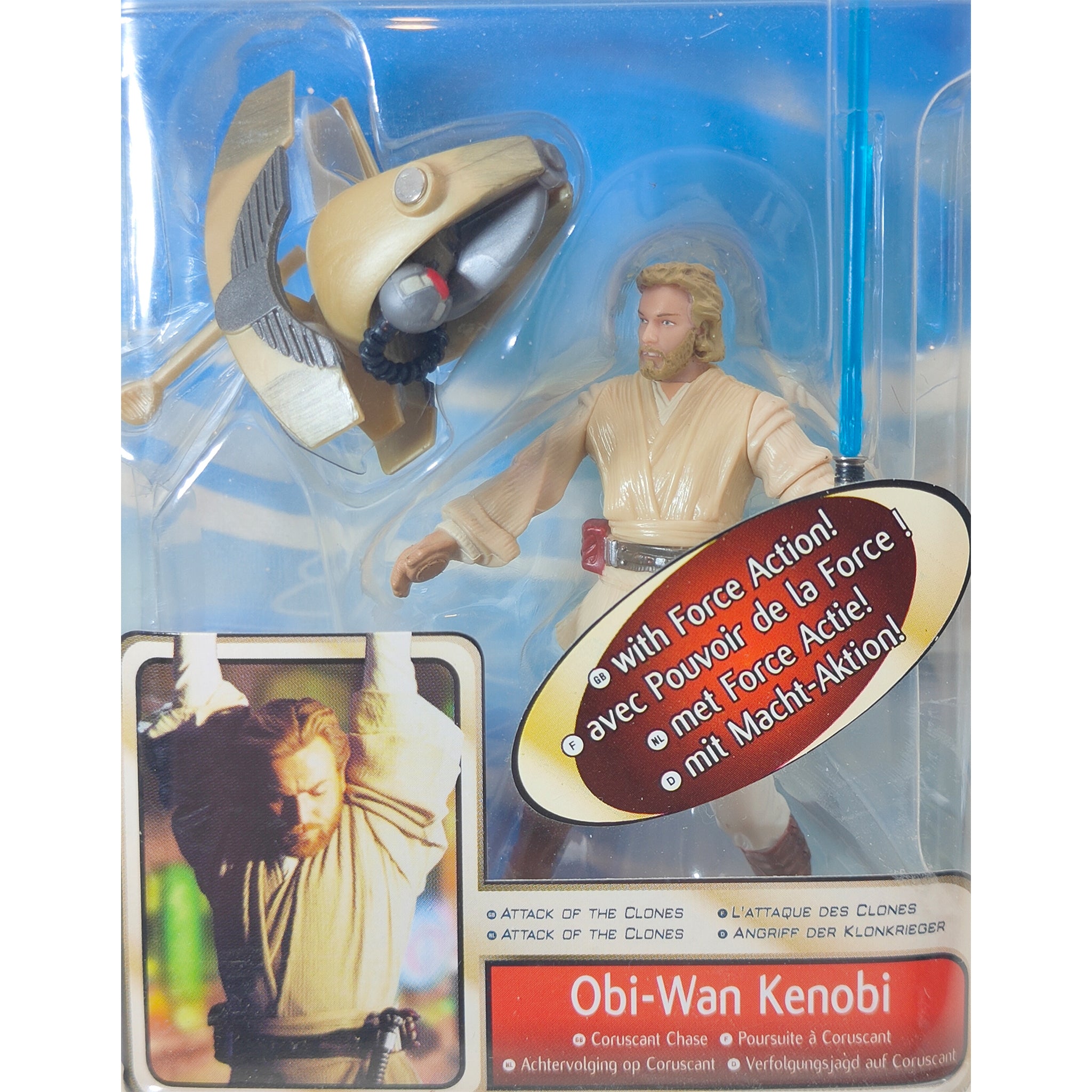 Star Wars Saga AOTC Obi Wan Kenobi Coruscant Chase 3.75 Inch Action Figure 2002 – Star Wars, Hasbro, 9.5 cm, 2002, pre-owned collector piece, Uncanny Collectibles Dublin Ireland
