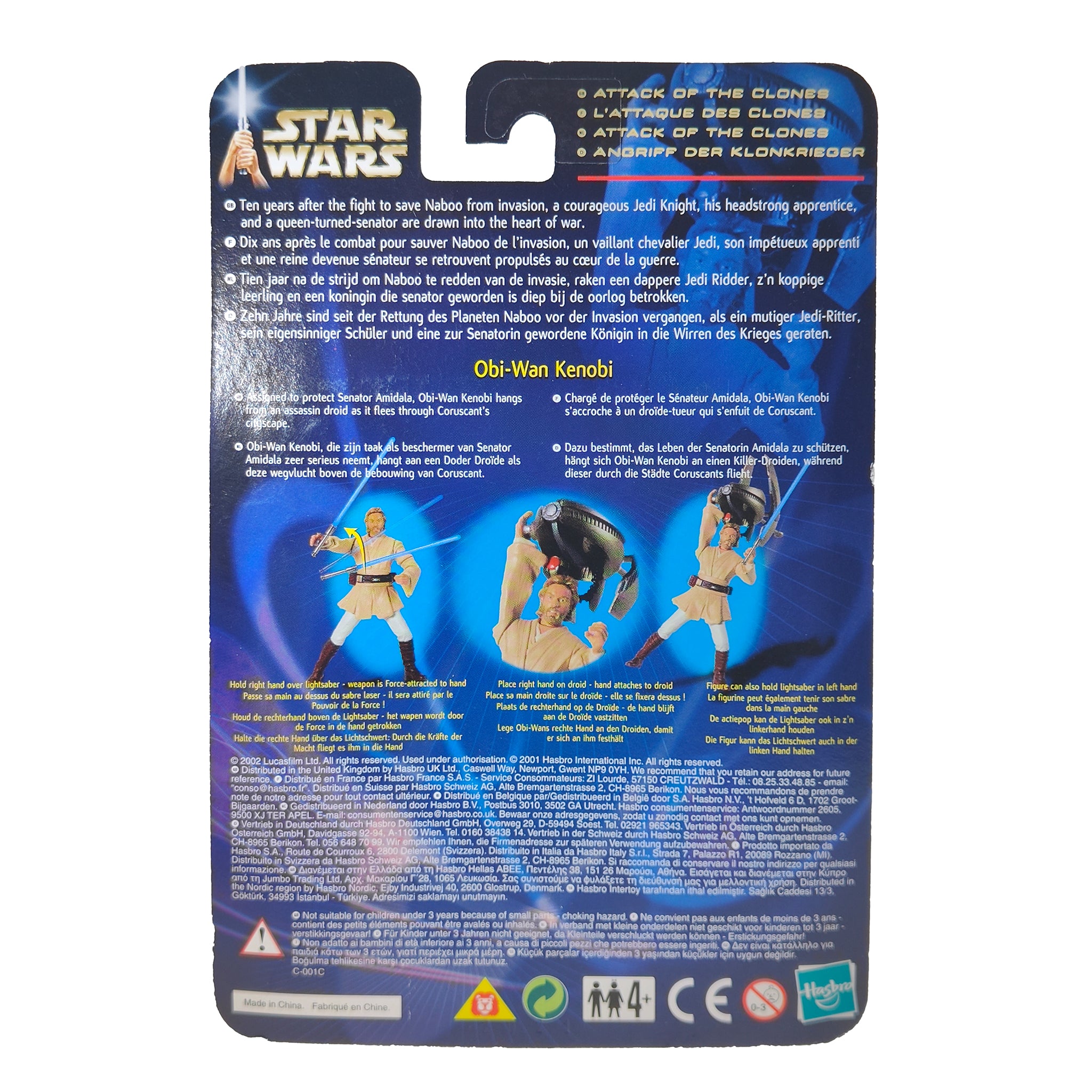 Star Wars Saga AOTC Obi Wan Kenobi Coruscant Chase 3.75 Inch Action Figure 2002 – Star Wars, Hasbro, 9.5 cm, 2002, pre-owned collector piece, Uncanny Collectibles Dublin Ireland