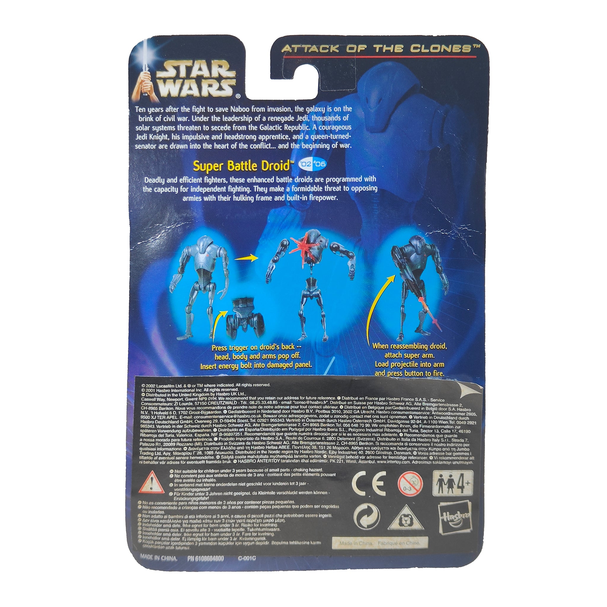 Star Wars Saga AOTC Super Battle Droid 3.75 Inch Action Figure 2002 – Star Wars, Hasbro, 9.5 cm, 2002, pre-owned collector piece, Uncanny Collectibles Dublin Ireland