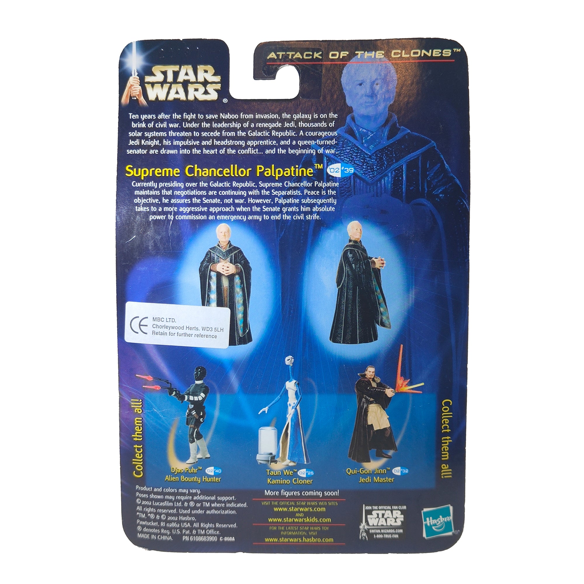Star Wars Saga AOTC Supreme Chancellor Palpatine 3.75 Inch Action Figure 2002