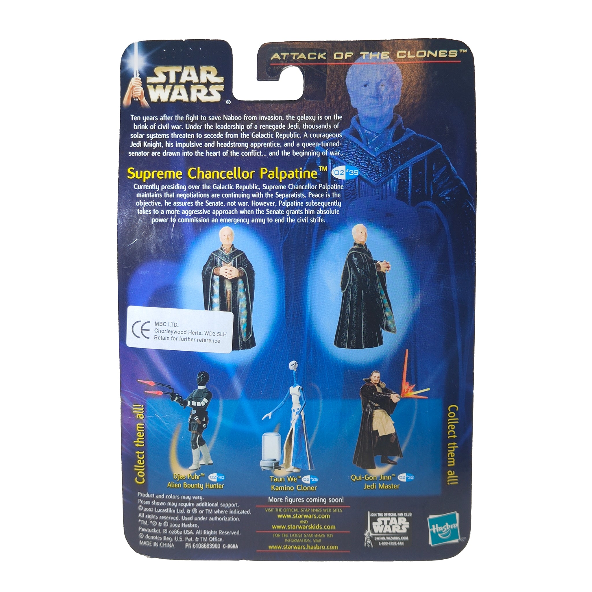 Star Wars Saga AOTC Supreme Chancellor Palpatine 3.75 Inch Action Figure 2002 – Star Wars, Hasbro, 9.5 cm, 2002, pre-owned collector piece, Uncanny Collectibles Dublin Ireland